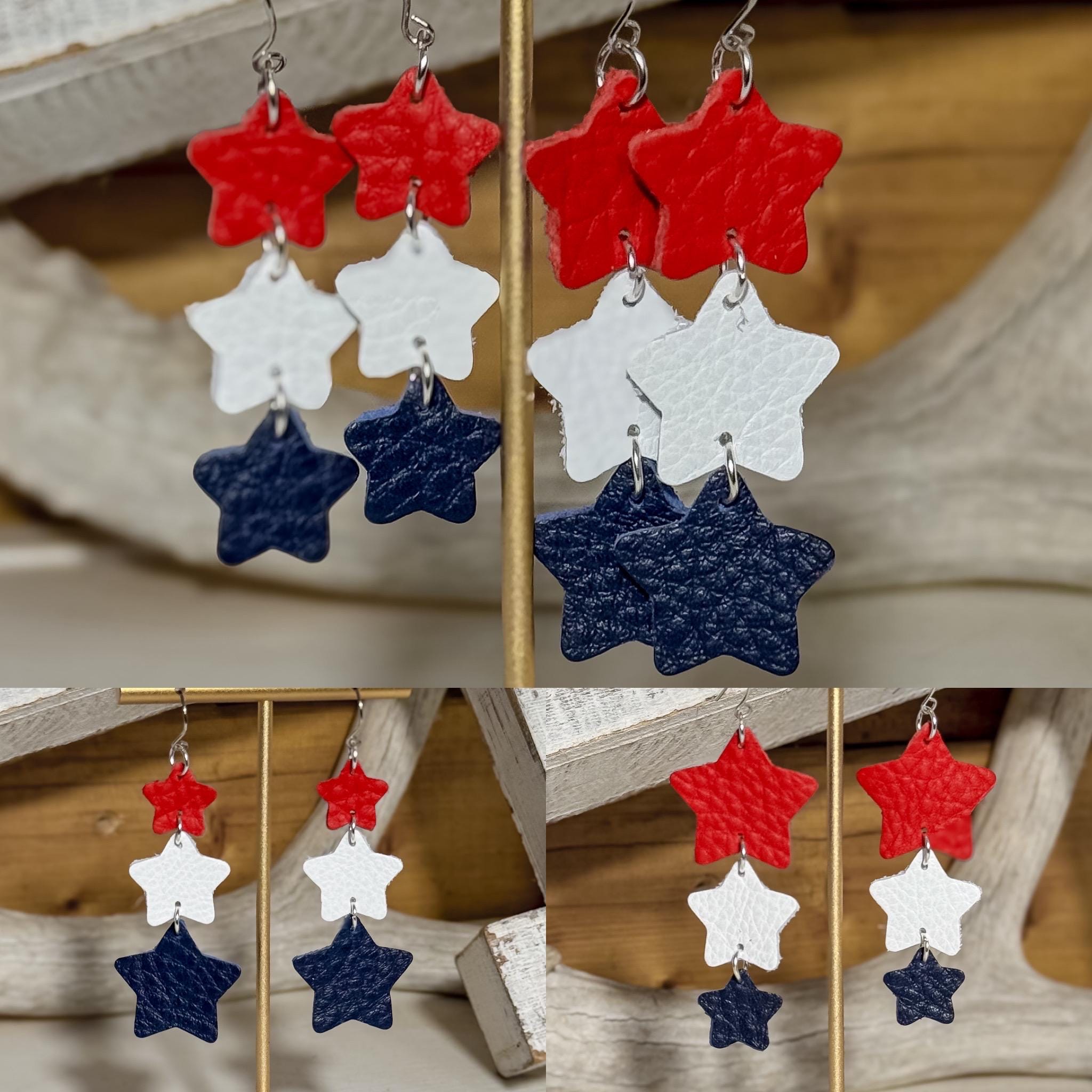 Star Spangled Leather Earrings