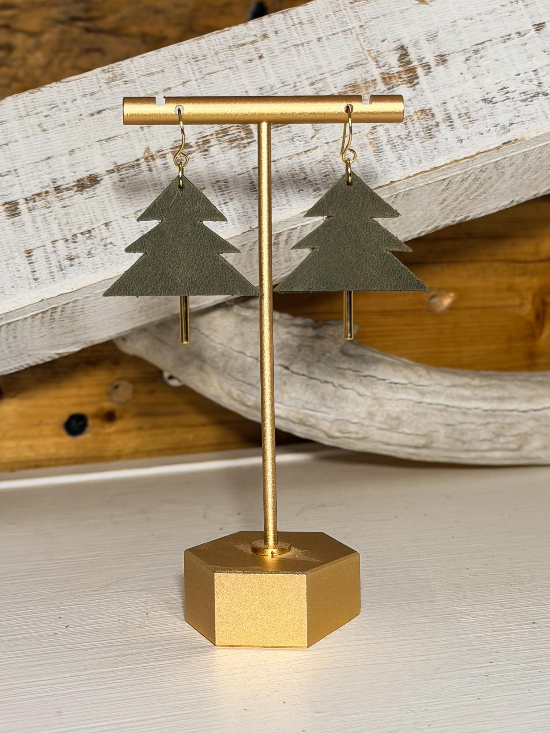 Hand-cut Genuine Christmas Tree Earrings!