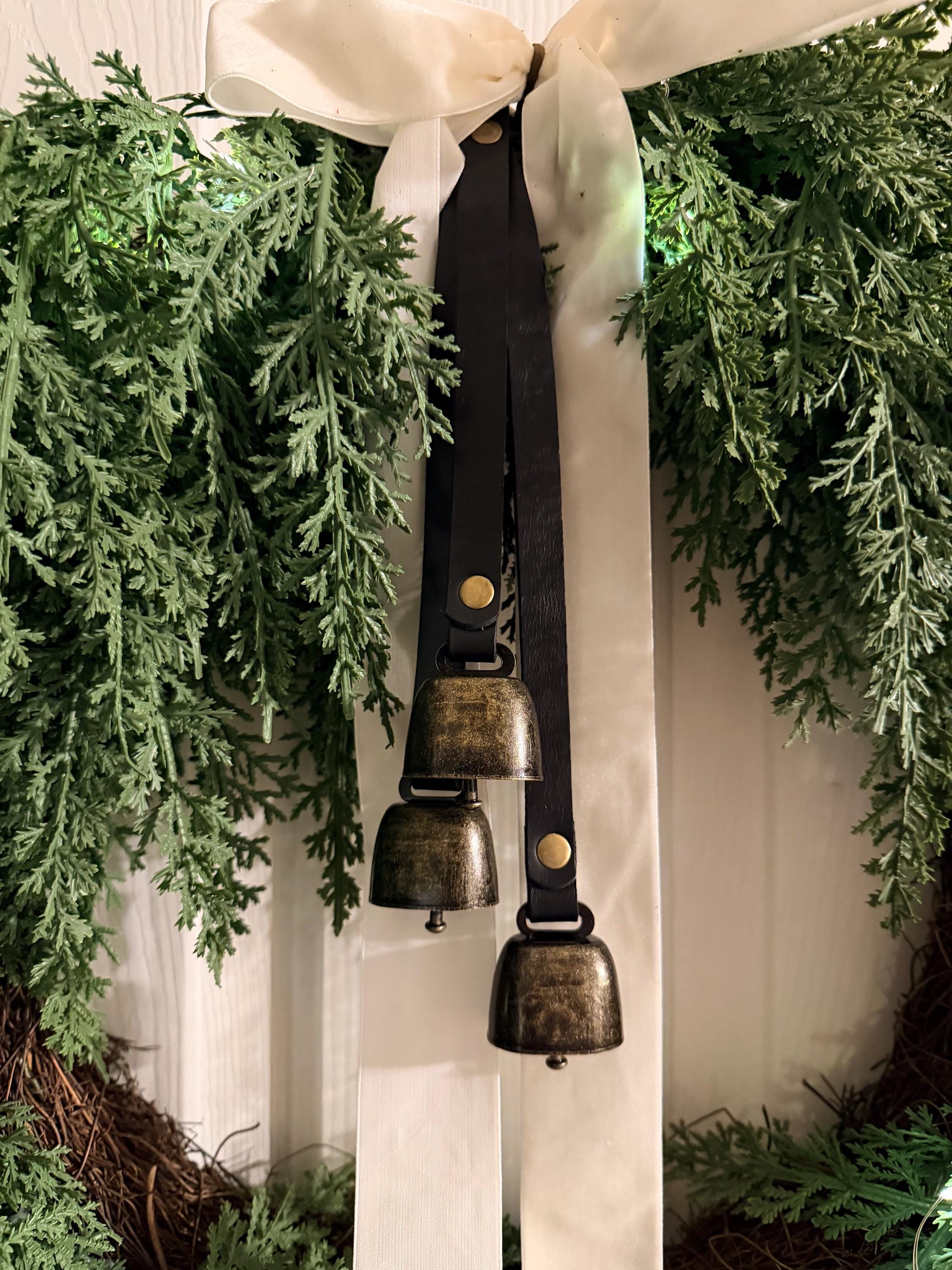 Leather Christmas Bell Wreath Hangers