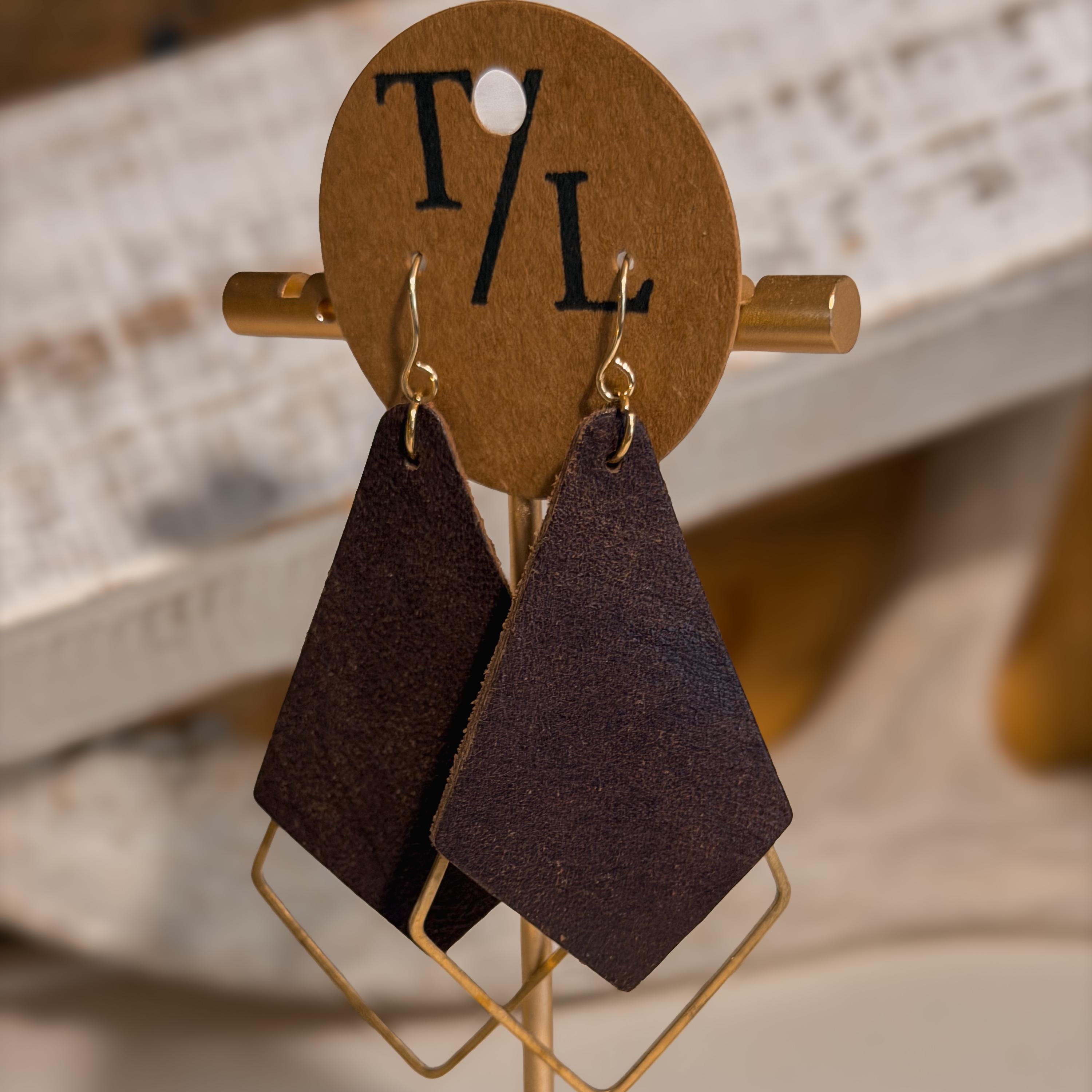 Kite shaped Earrings with Gold accent - behind