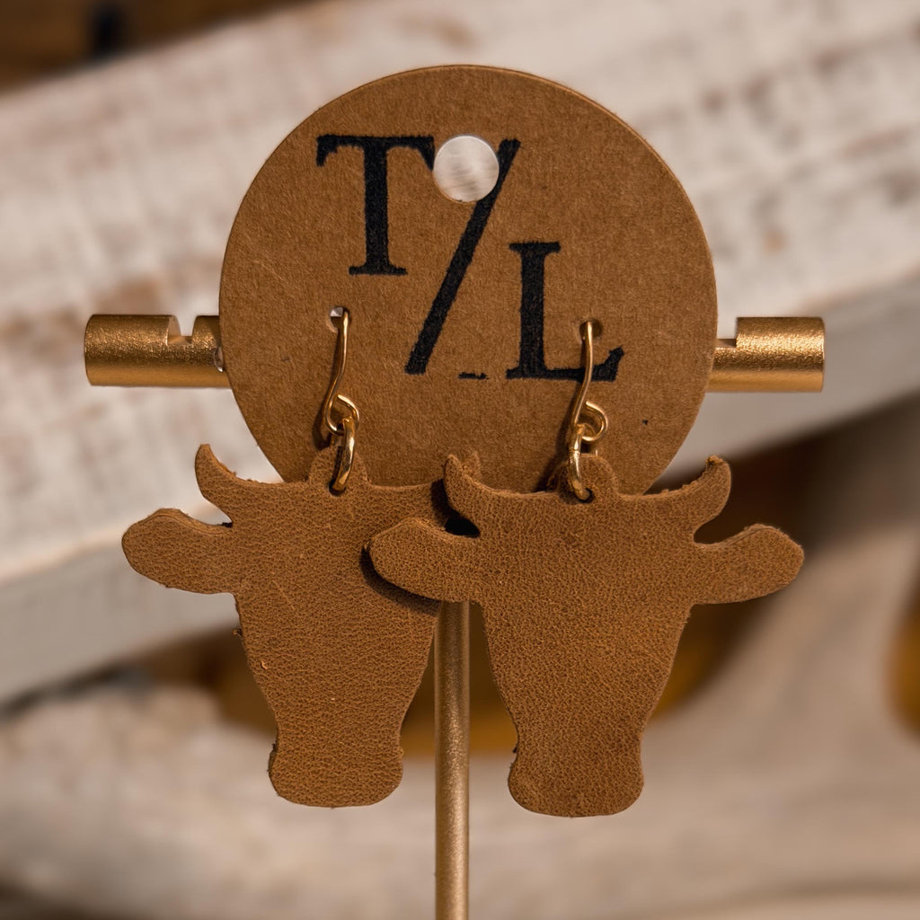 Leather Cow Earrings: Cowgirl Style