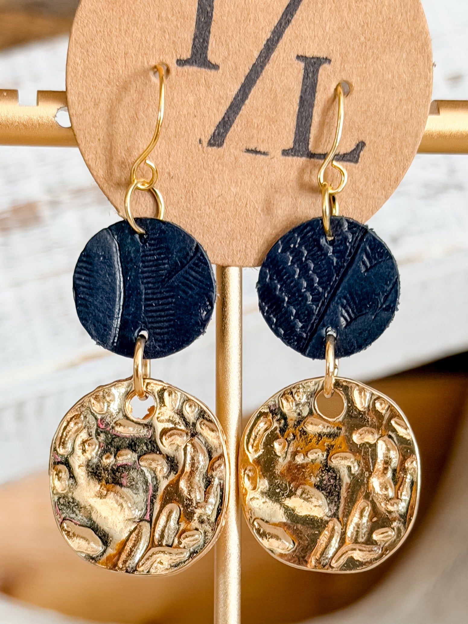 Leather Earring with Gold Accent