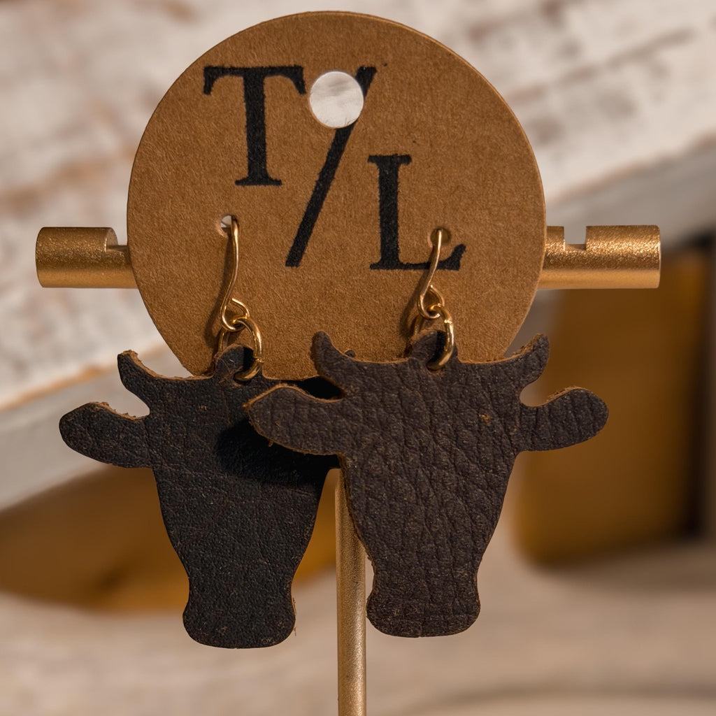 Leather Cow Earrings: Cowgirl Style