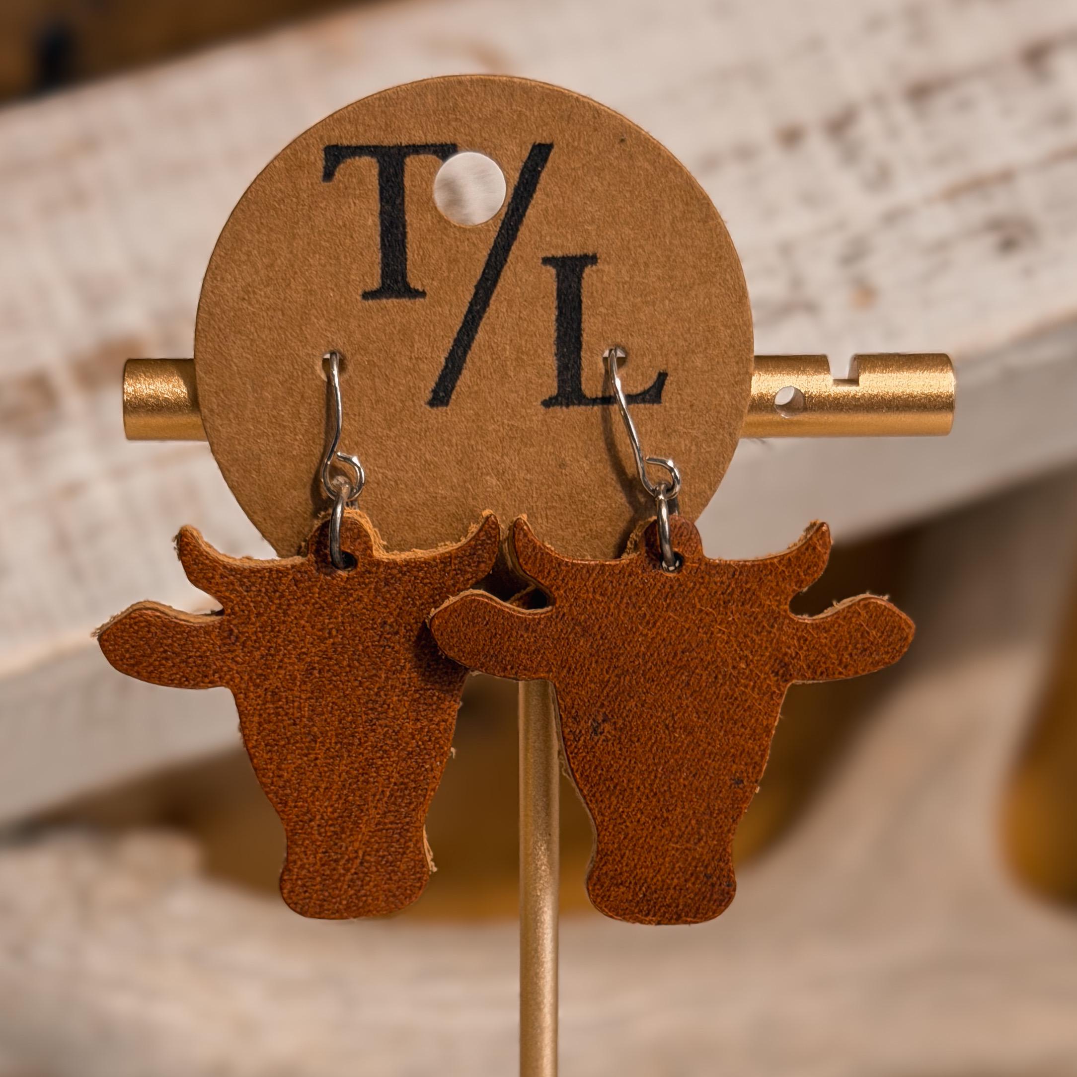 Leather Cow Earrings: Cowgirl Style