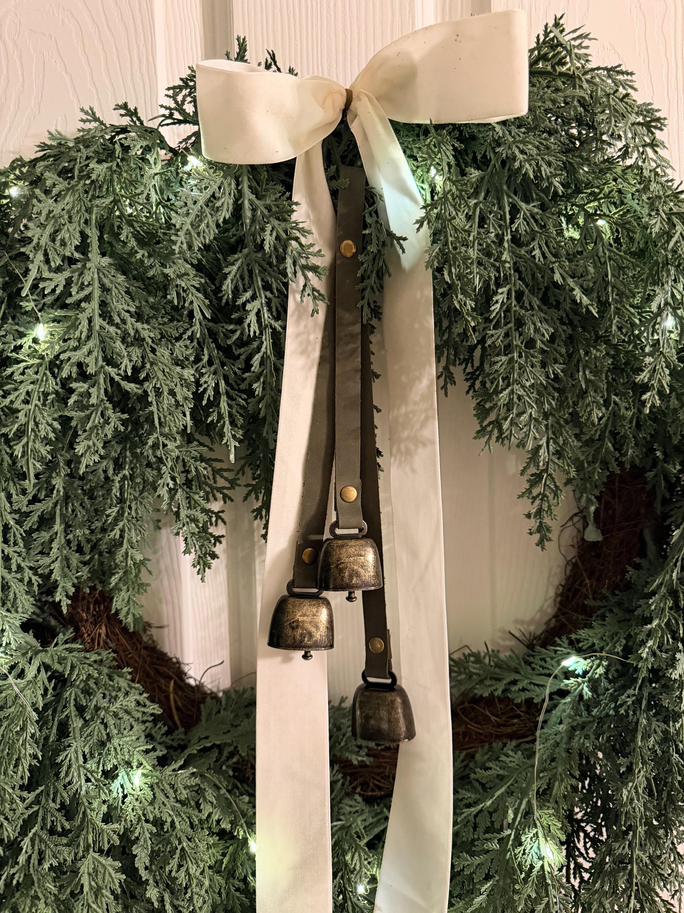 Leather Christmas Bell Wreath Hangers
