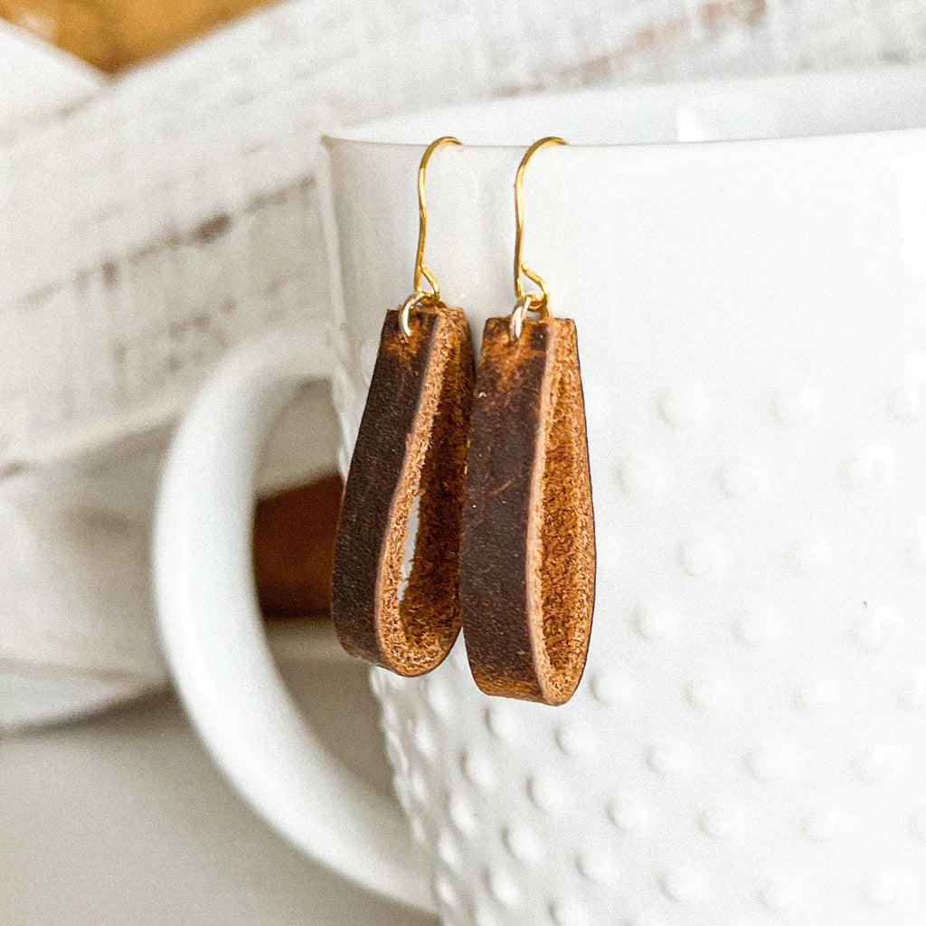 Simple Leather Loop Earrings