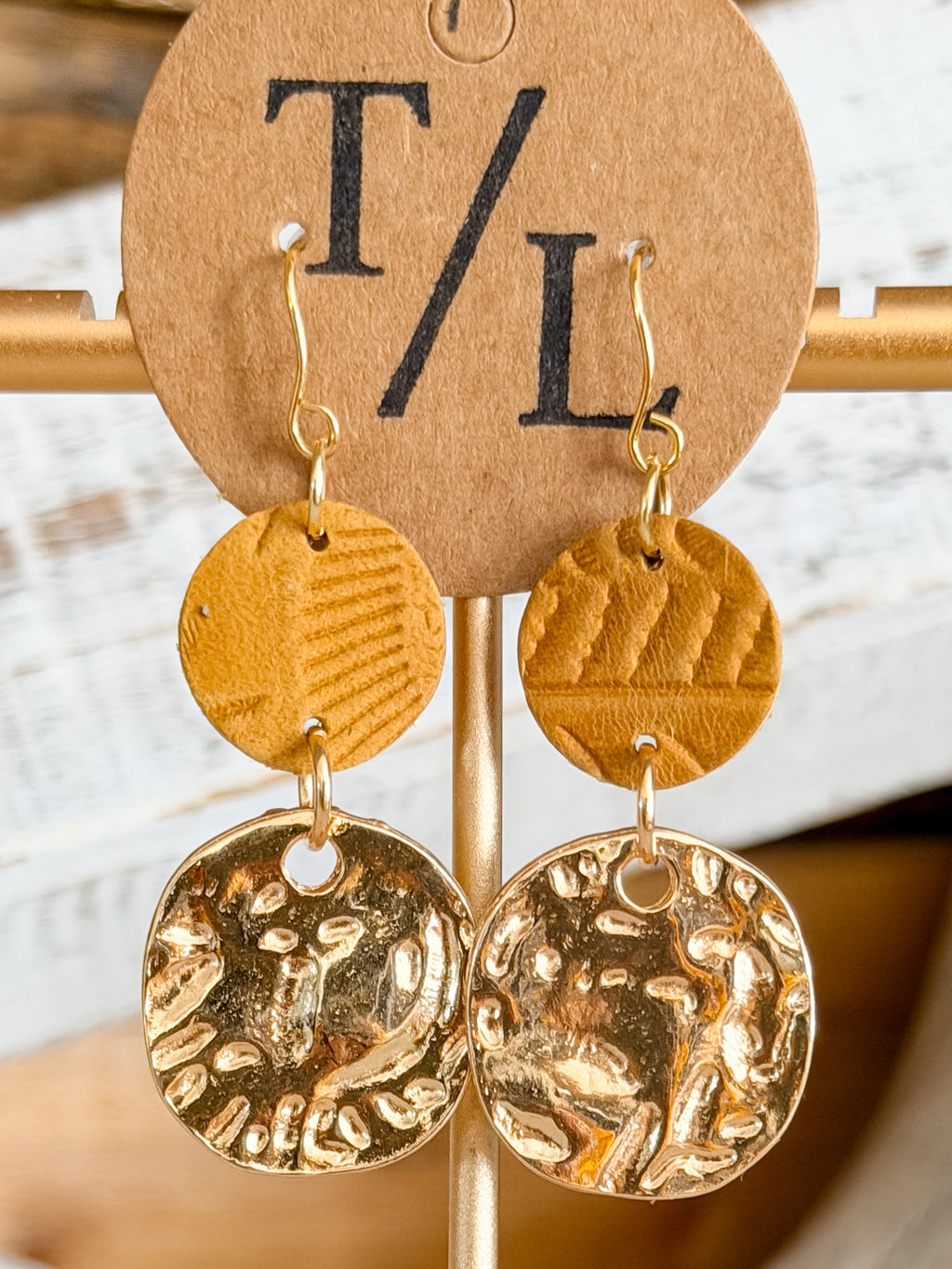 Leather Earring with Gold Accent