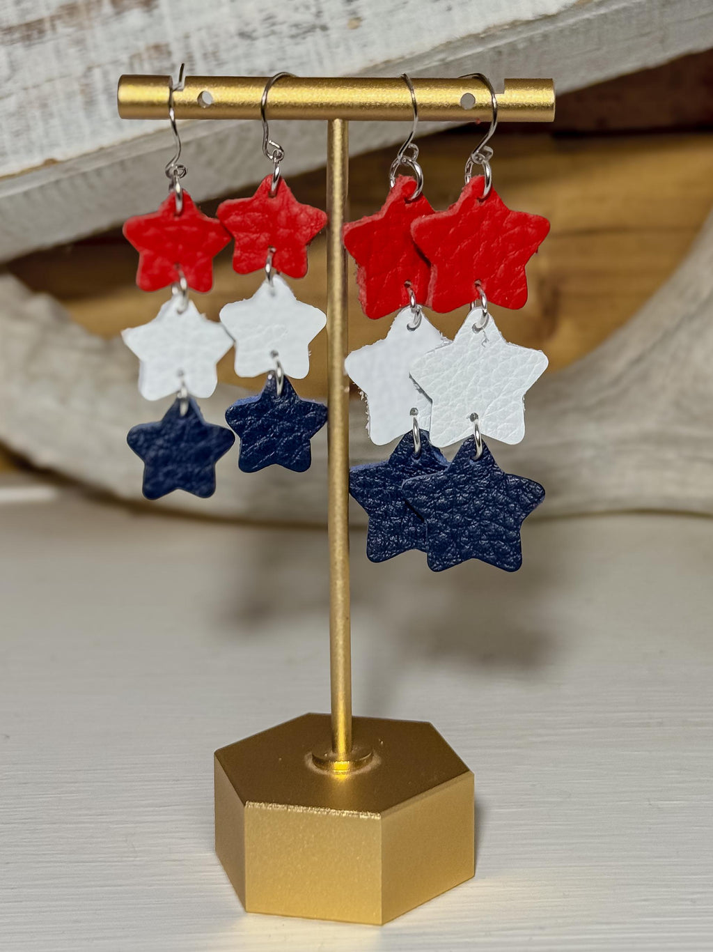 Star Spangled Leather Earrings
