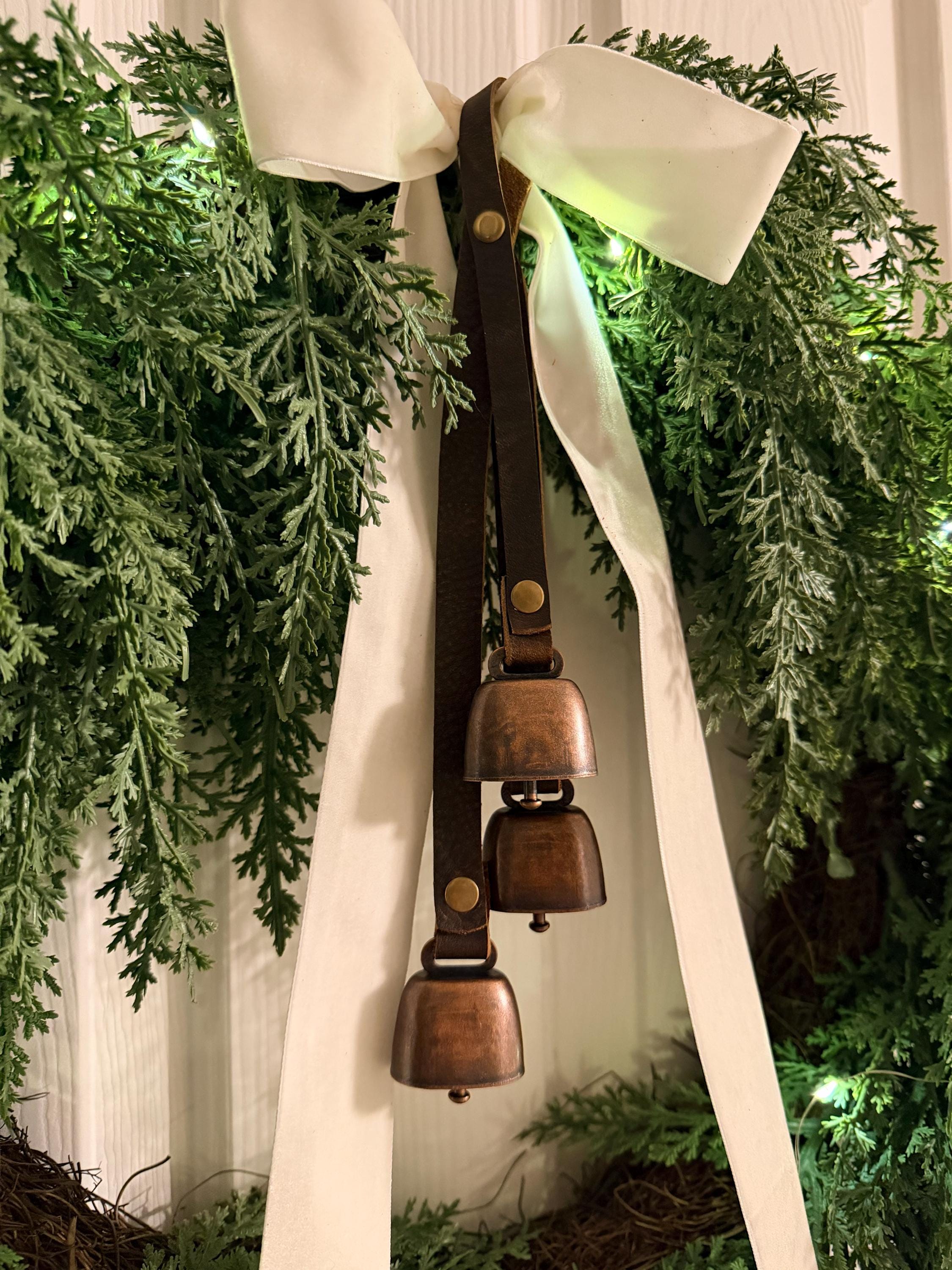 Leather Christmas Bell Wreath Hangers