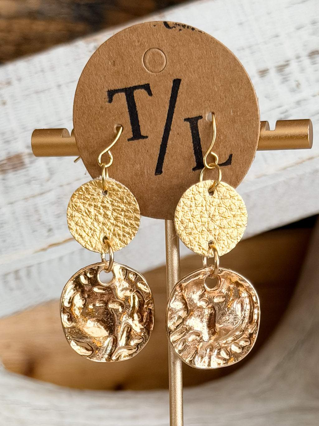 Leather Earring with Gold Accent