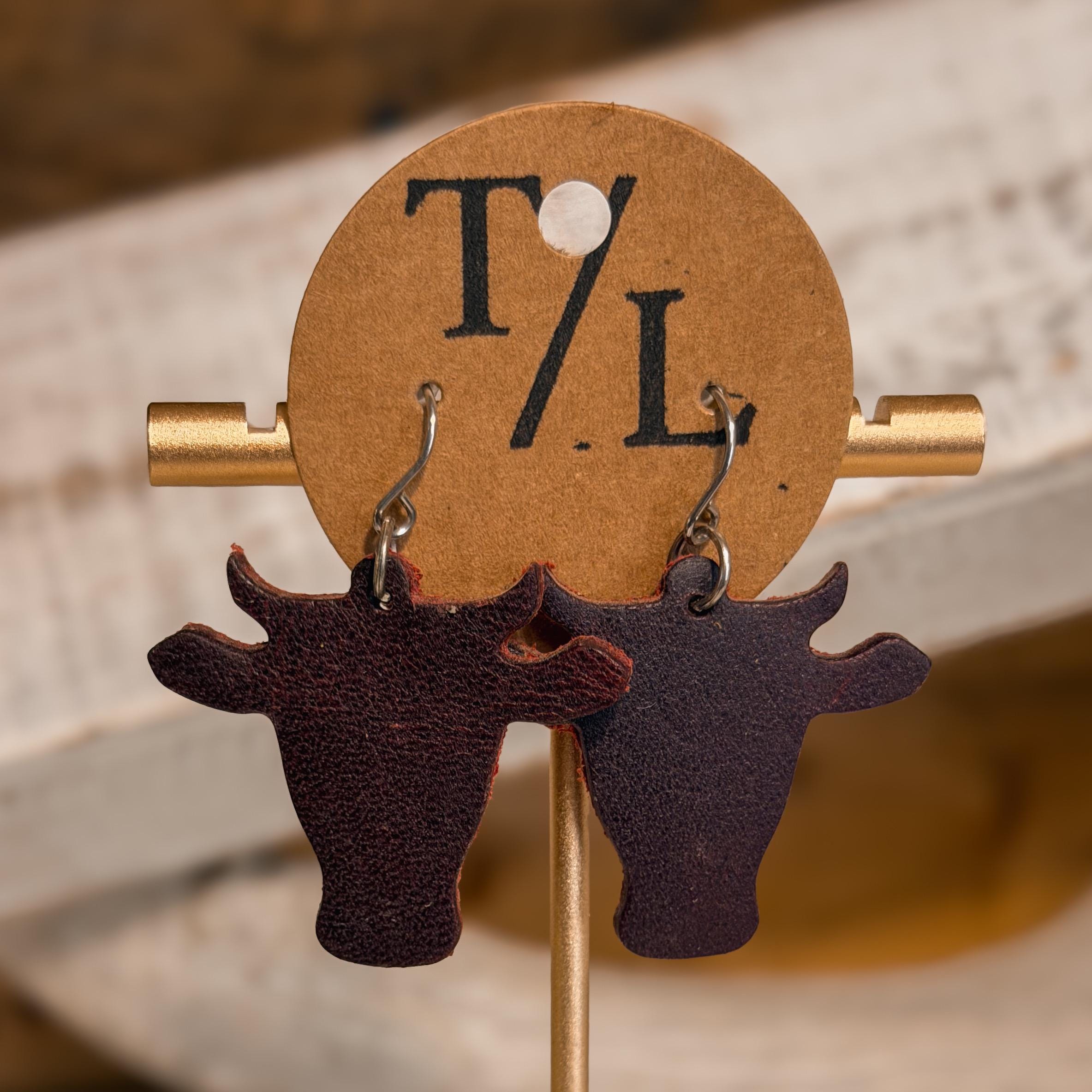 Leather Cow Earrings: Cowgirl Style