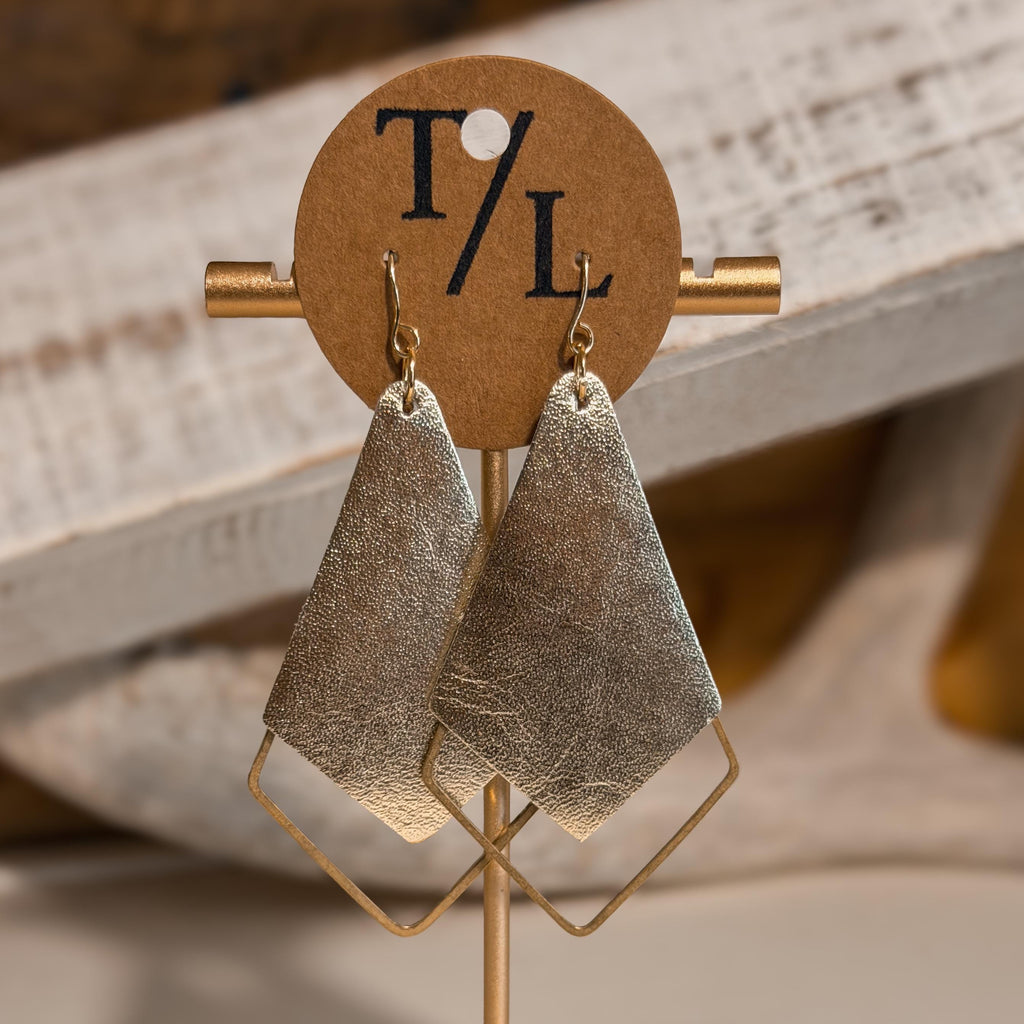 Kite shaped Earrings with Gold accent - behind