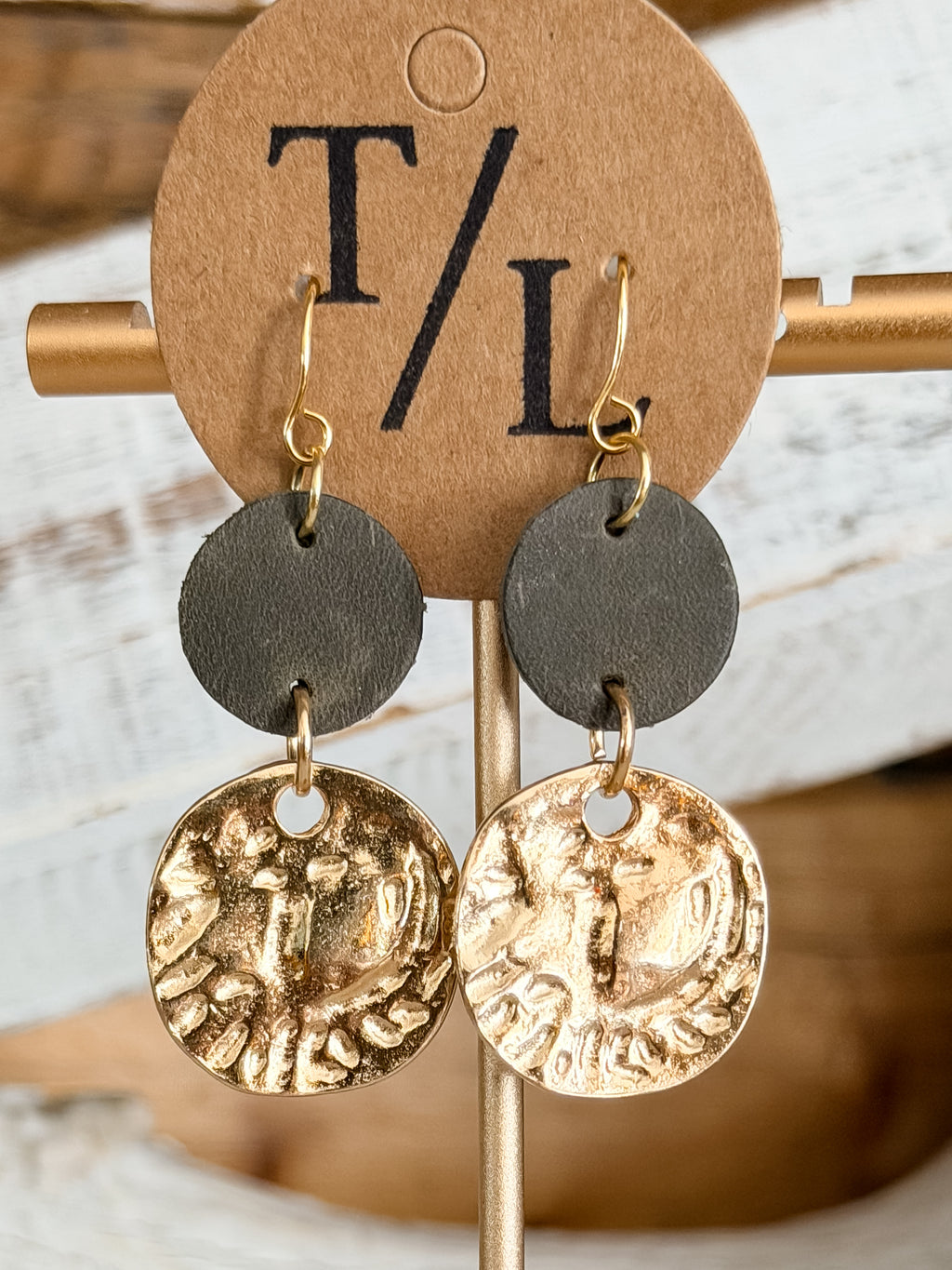 Leather Earring with Gold Accent