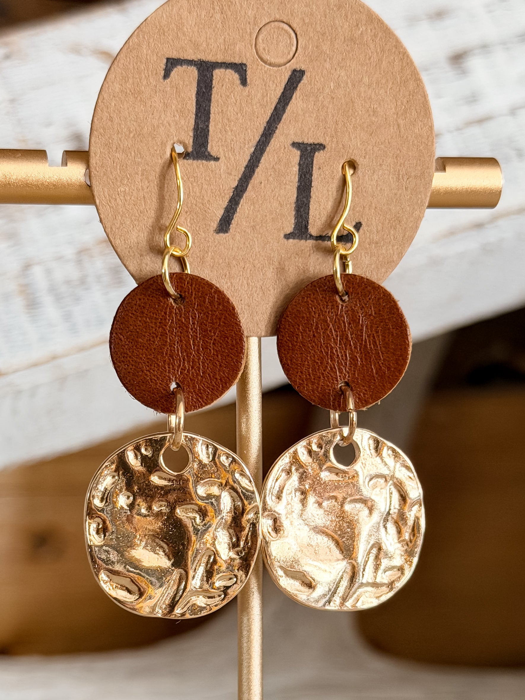 Leather Earring with Gold Accent