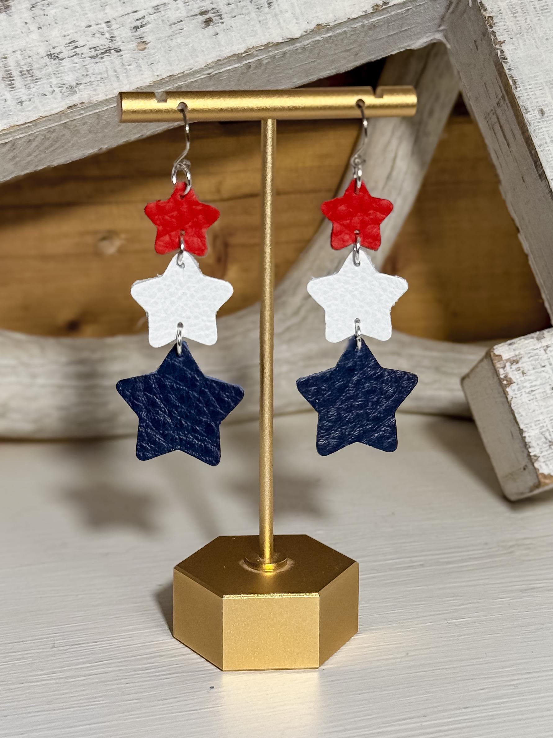 Star Spangled Leather Earrings