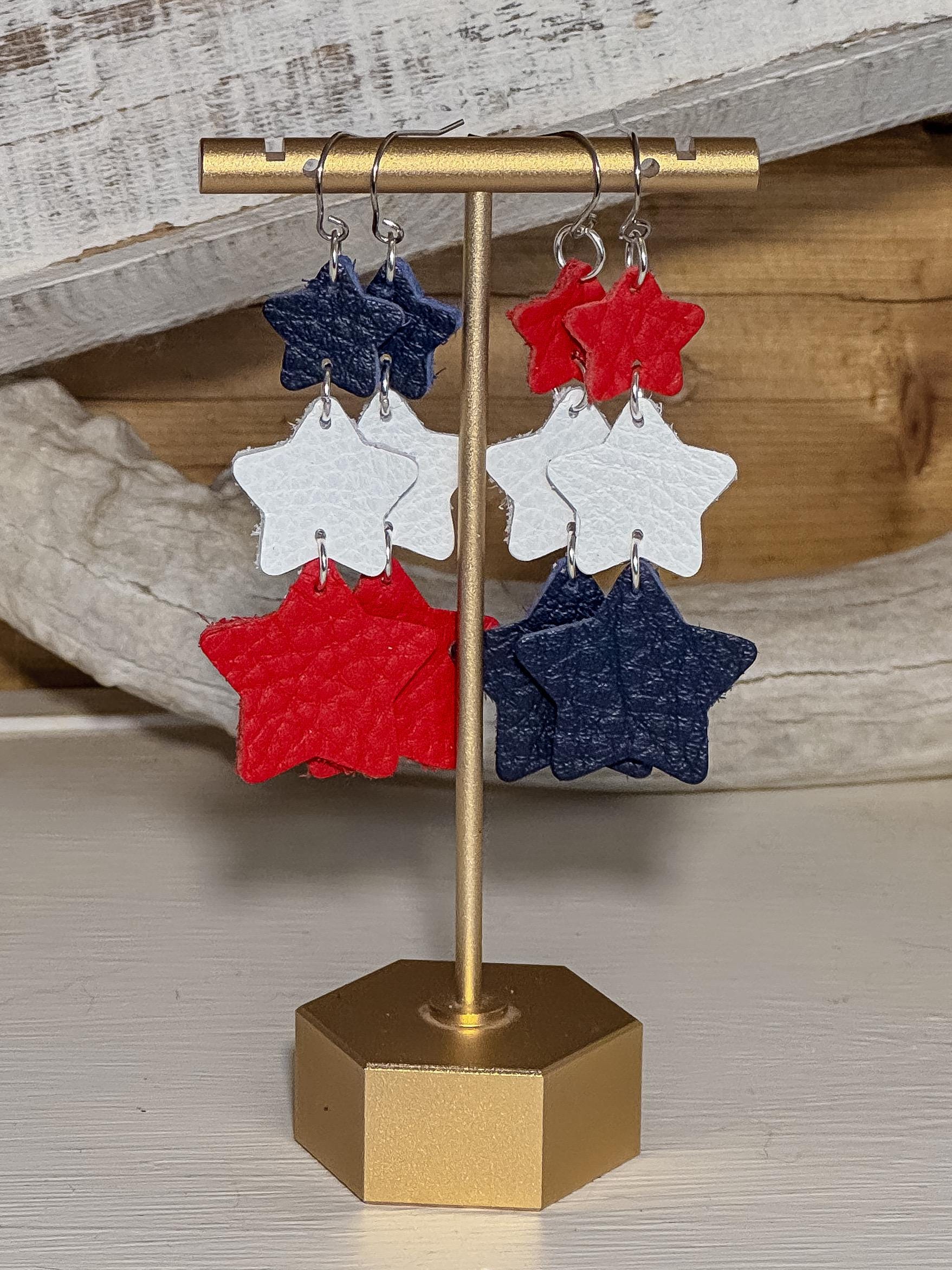 Star Spangled Leather Earrings