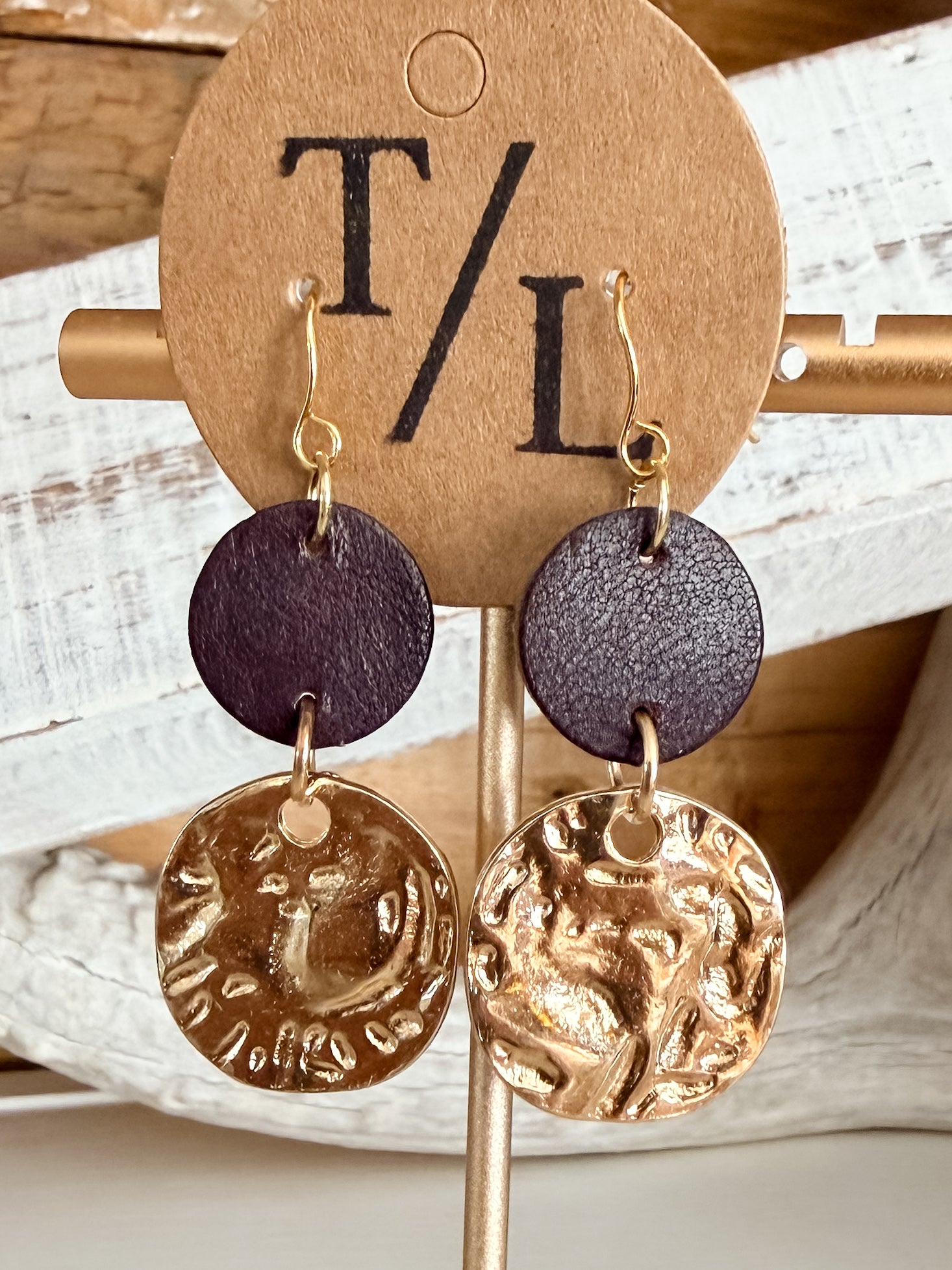 Leather Earring with Gold Accent