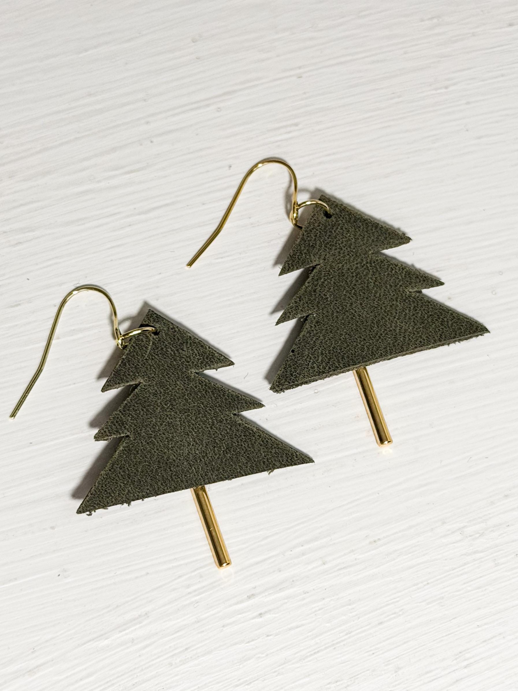 Hand-cut Genuine Christmas Tree Earrings!