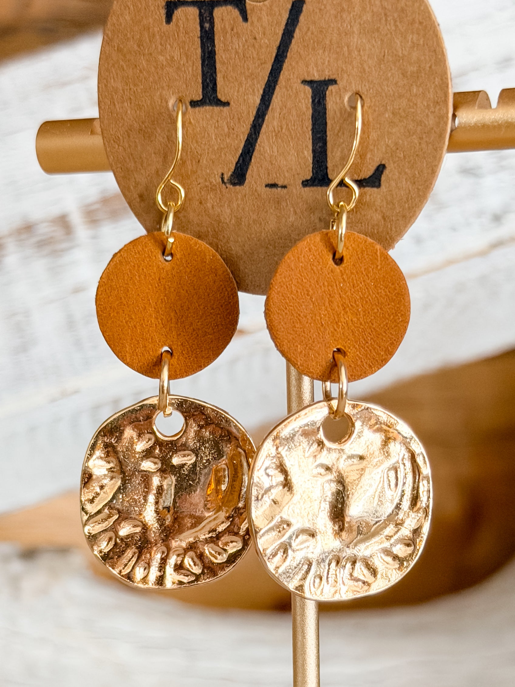 Leather Earring with Gold Accent