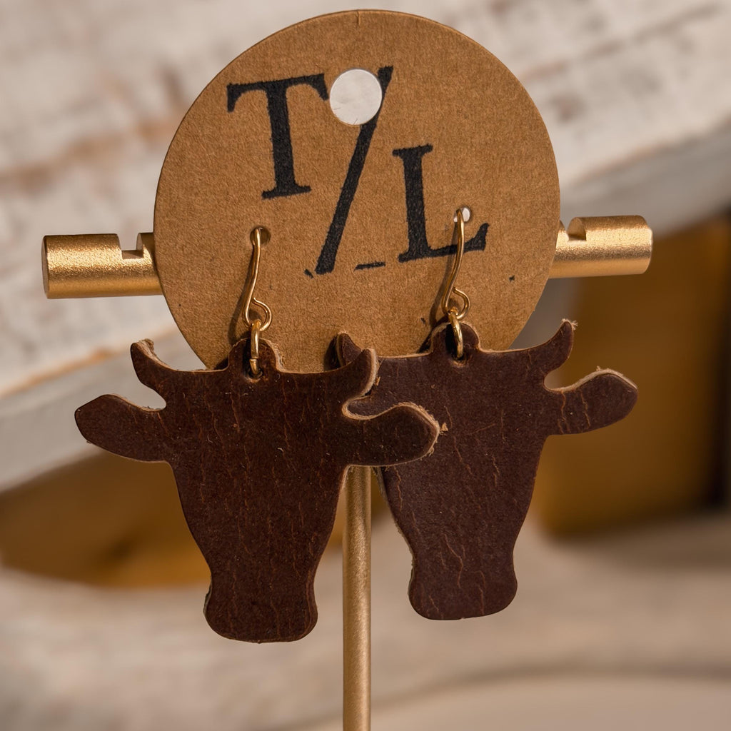 Leather Cow Earrings: Cowgirl Style