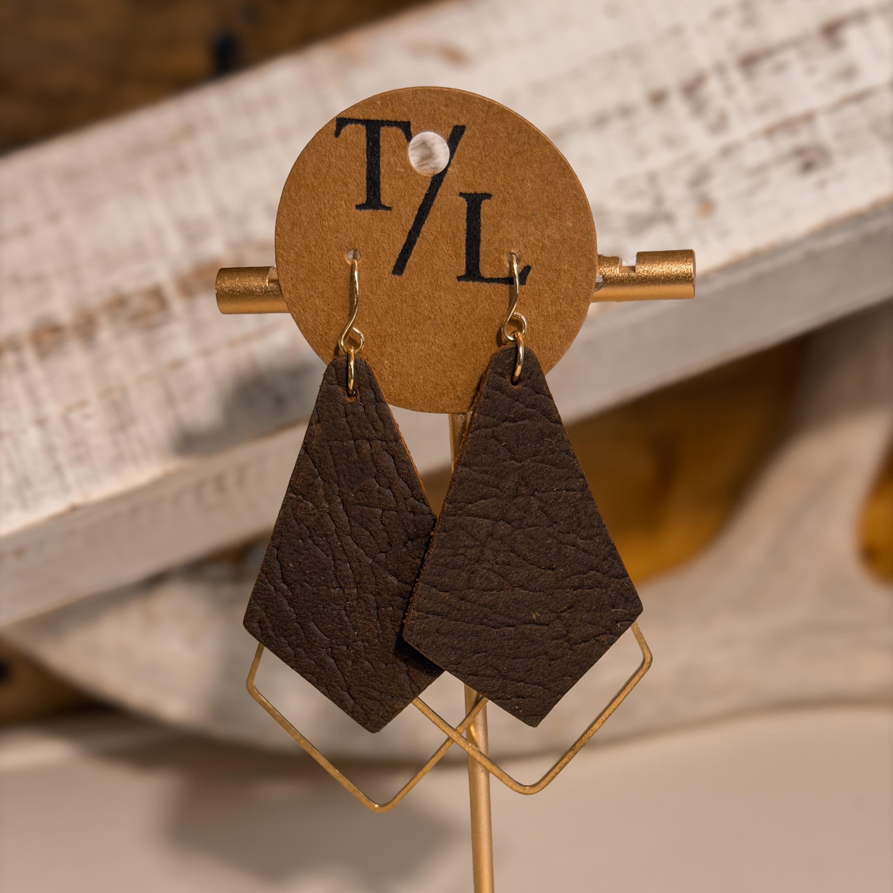 Kite shaped Earrings with Gold accent - behind