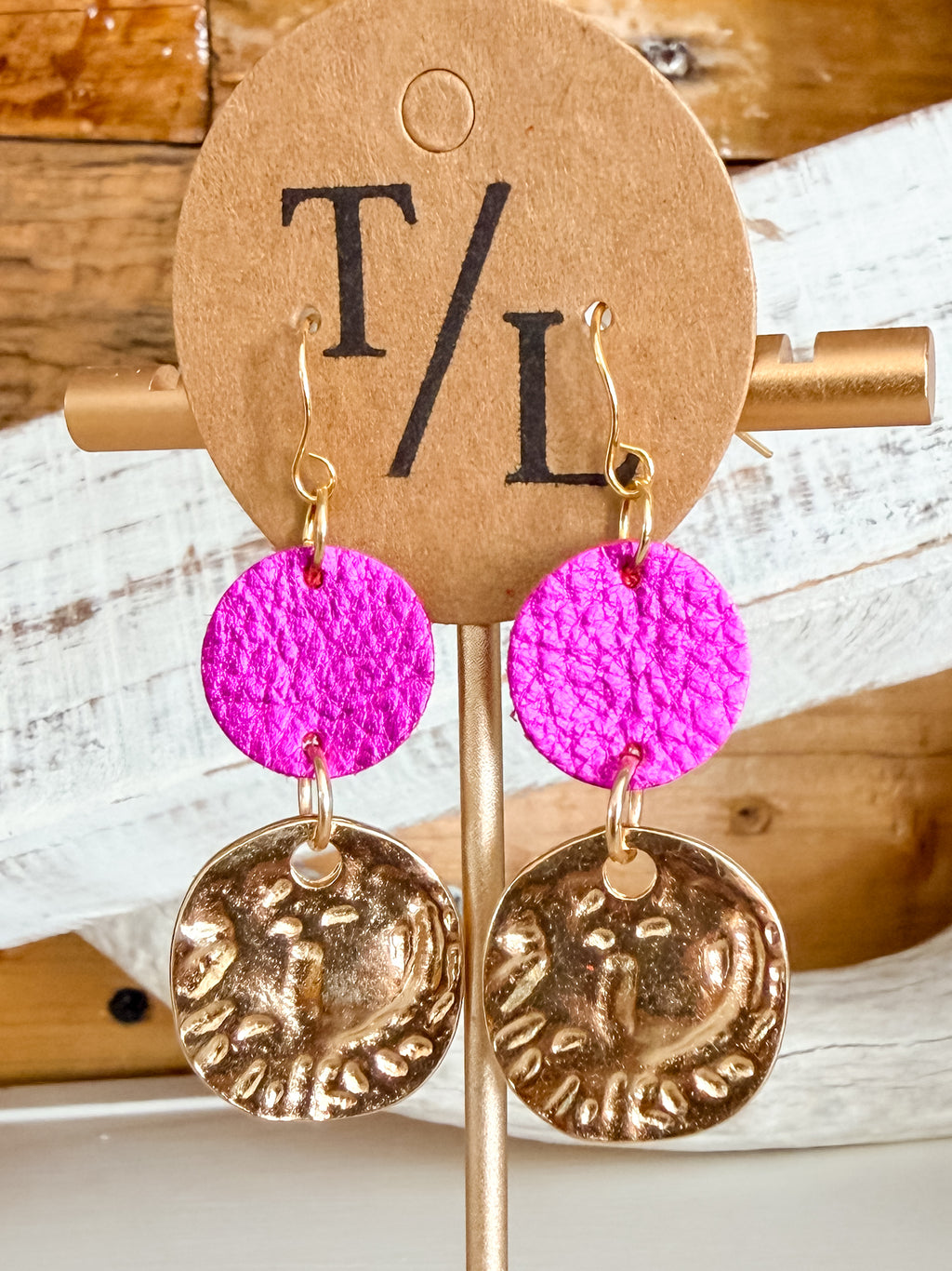 Leather Earring with Gold Accent