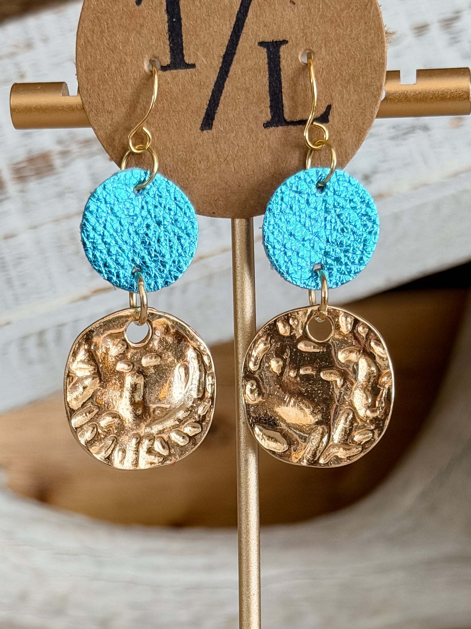 Leather Earring with Gold Accent