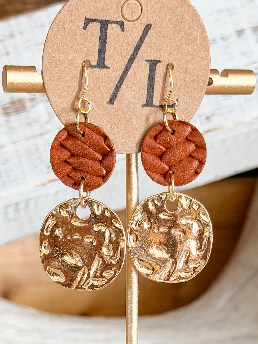 Leather Earring with Gold Accent
