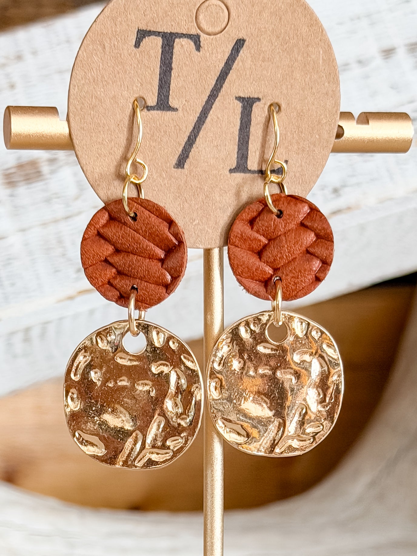 Leather Earring with Gold Accent