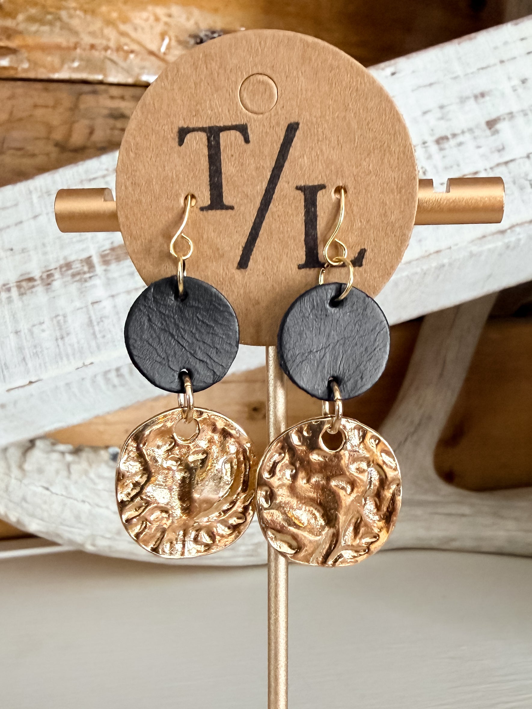 Leather Earring with Gold Accent