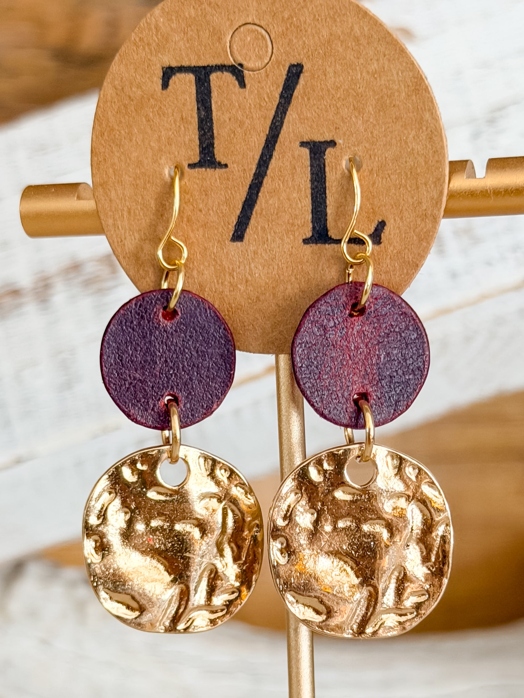 Leather Earring with Gold Accent