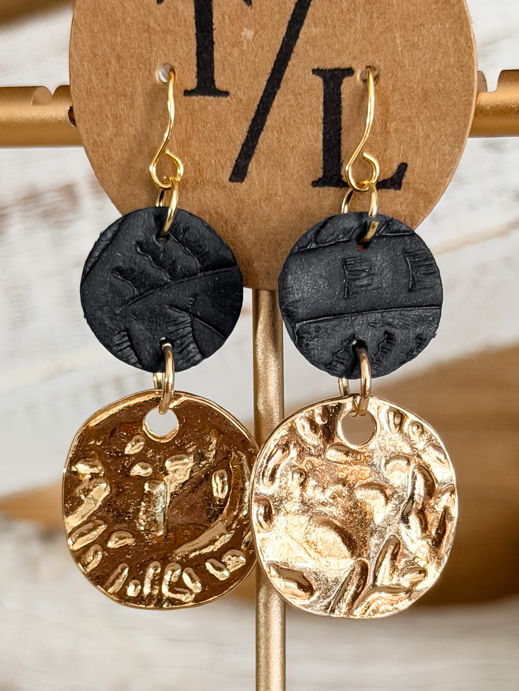 Leather Earring with Gold Accent
