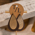 Teardrop Leather Earring with Gold Accent