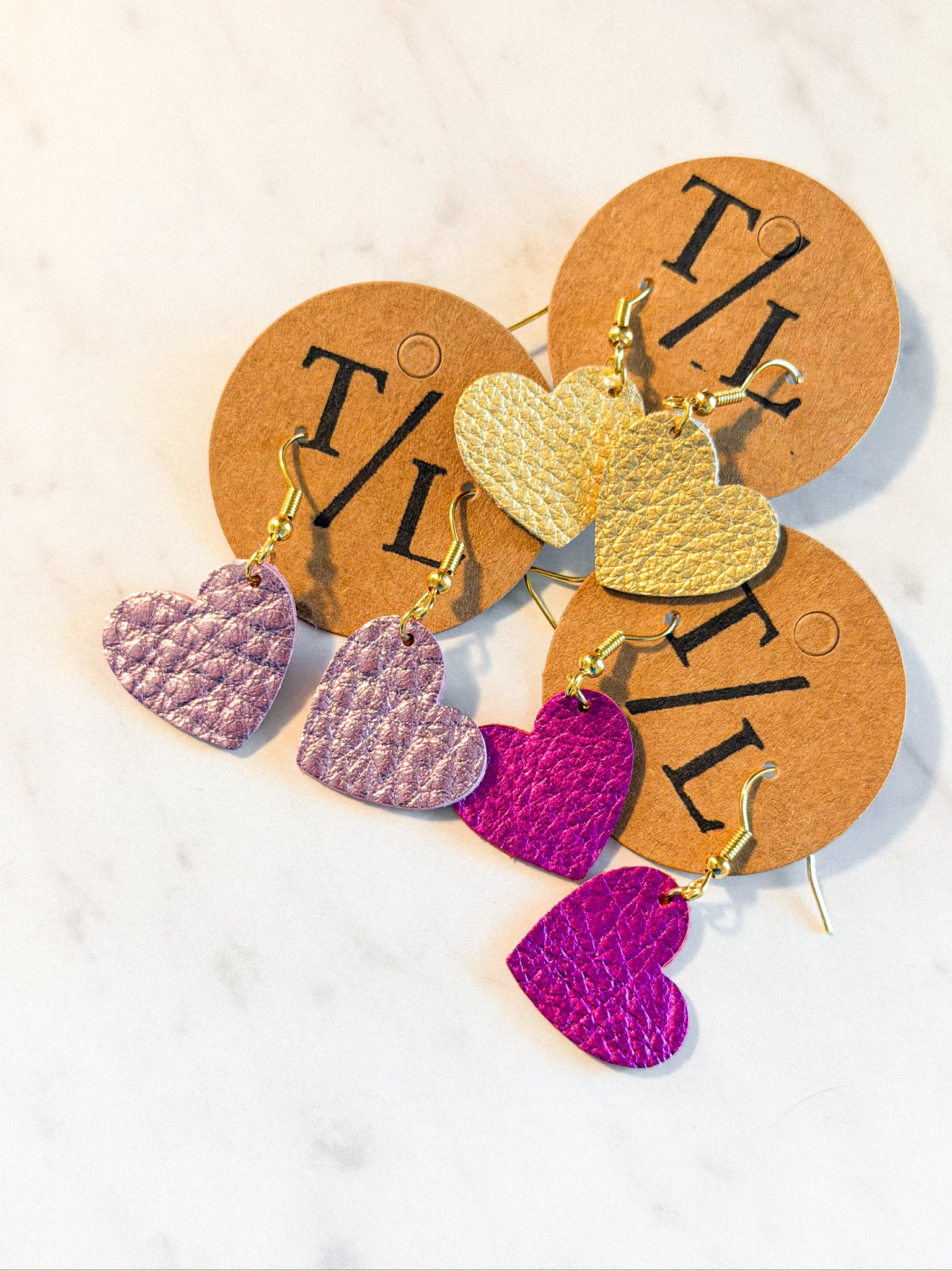 Hand-cut Genuine Leather Single Heart Earrings