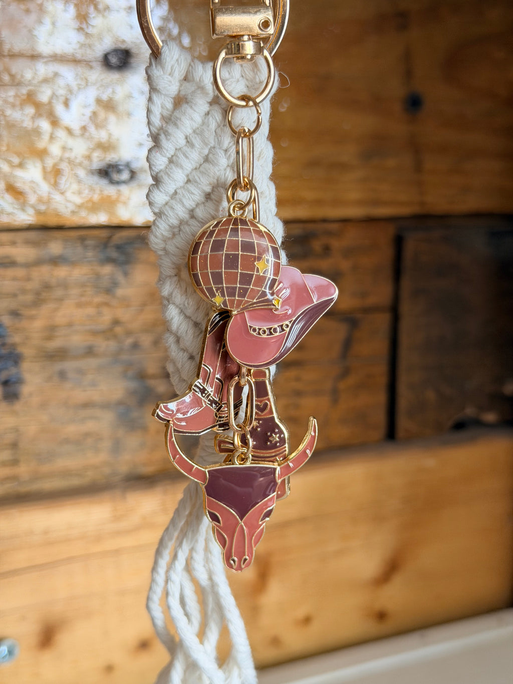 Cowgirl Bag Charm - Brown and Pink