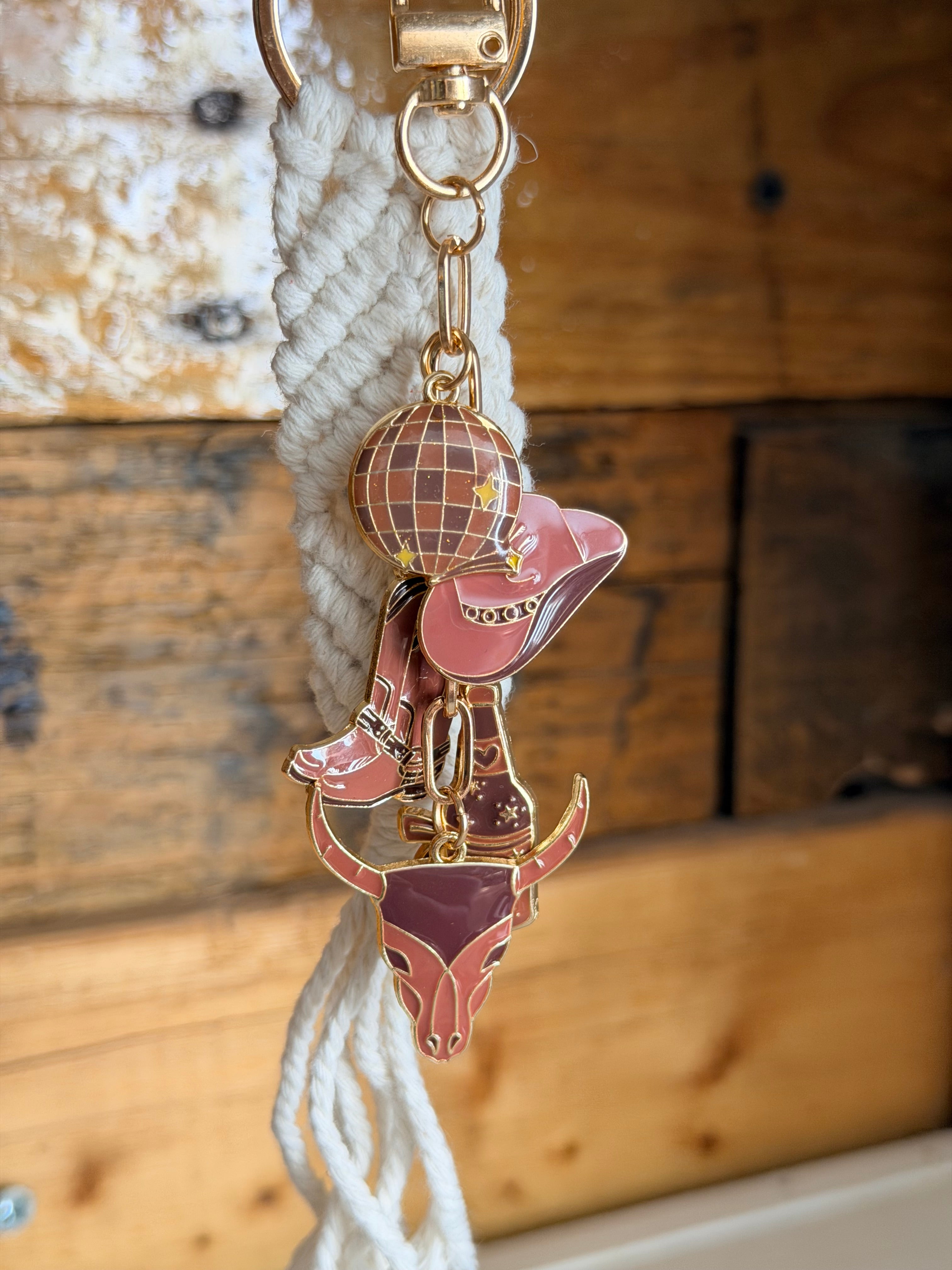 Cowgirl Bag Charm - Brown and Pink