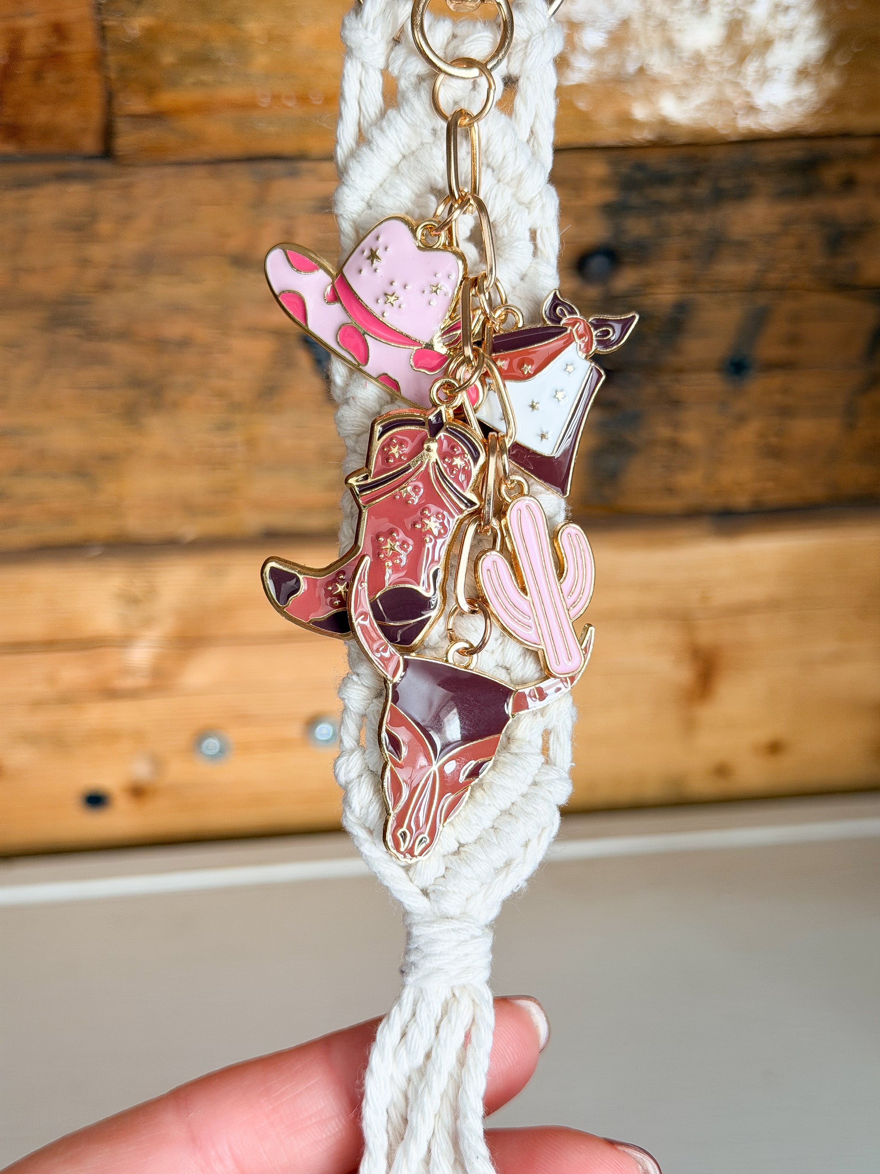 Cowgirl Bag Charm - Brown and Pink