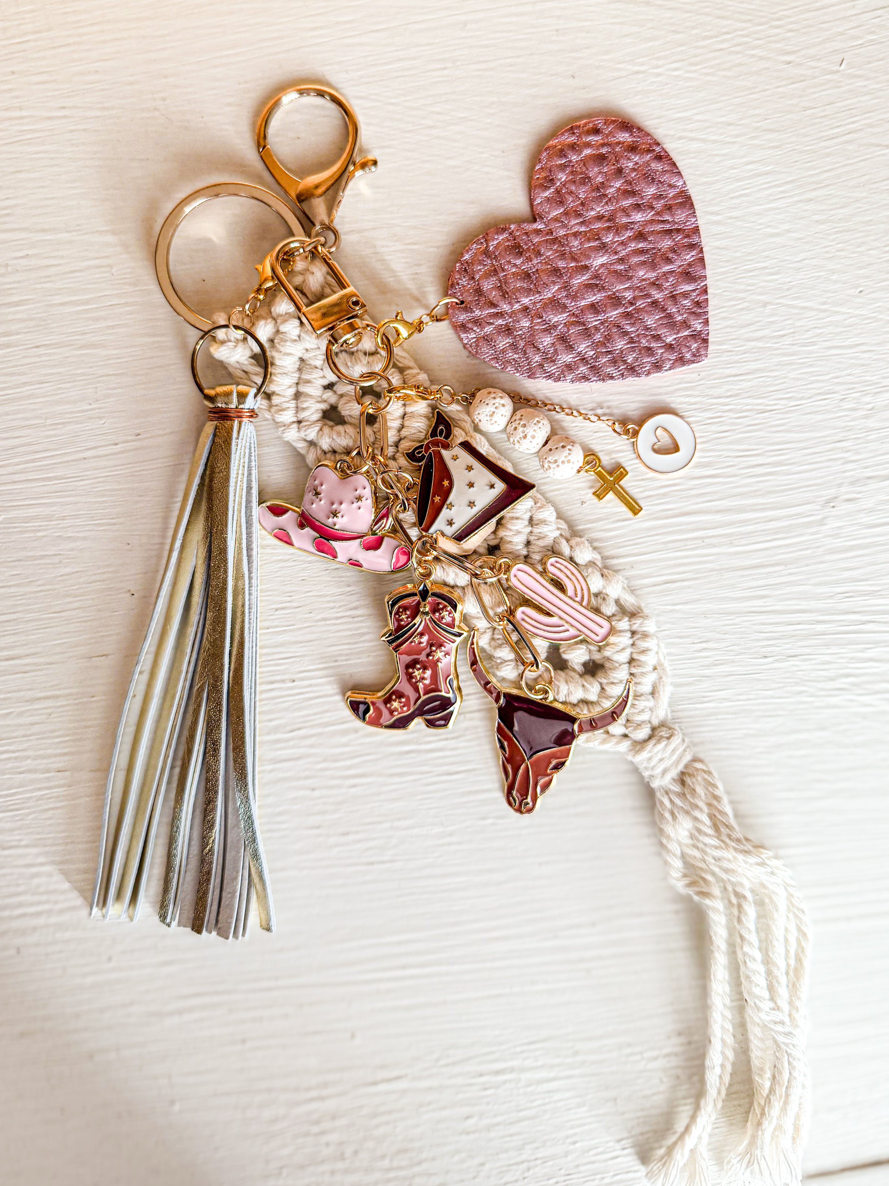 Cowgirl Bag Charm - Brown and Pink