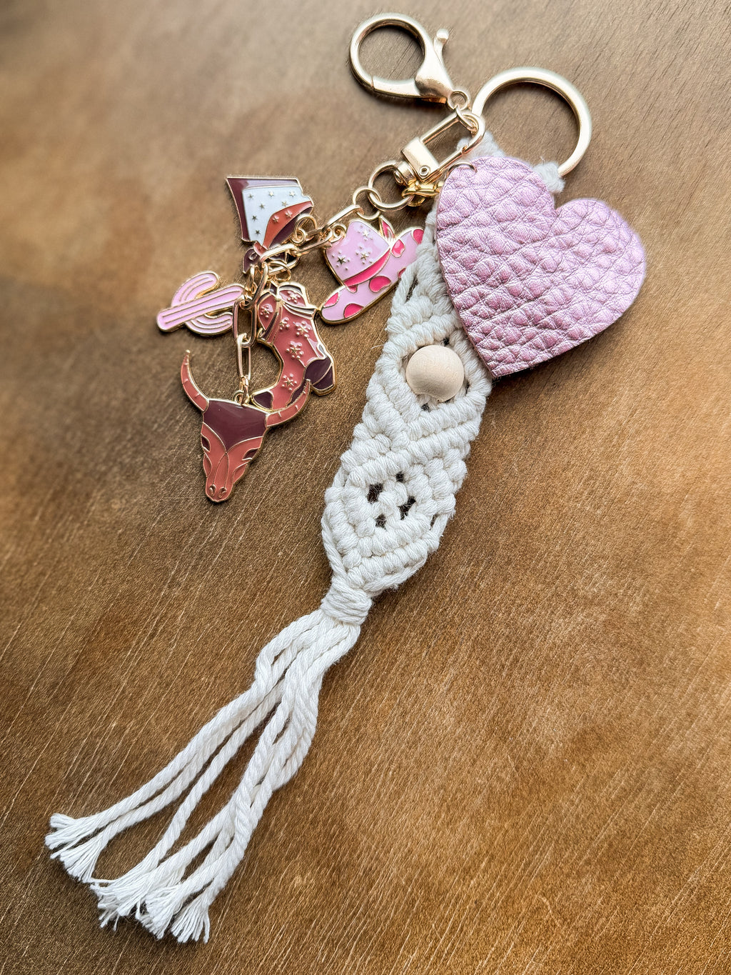 Cowgirl Bag Charm - Brown and Pink