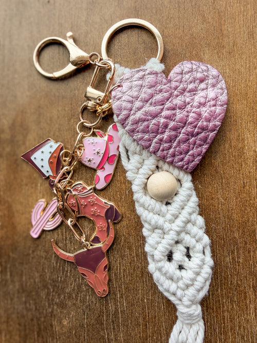Cowgirl Bag Charm - Brown and Pink