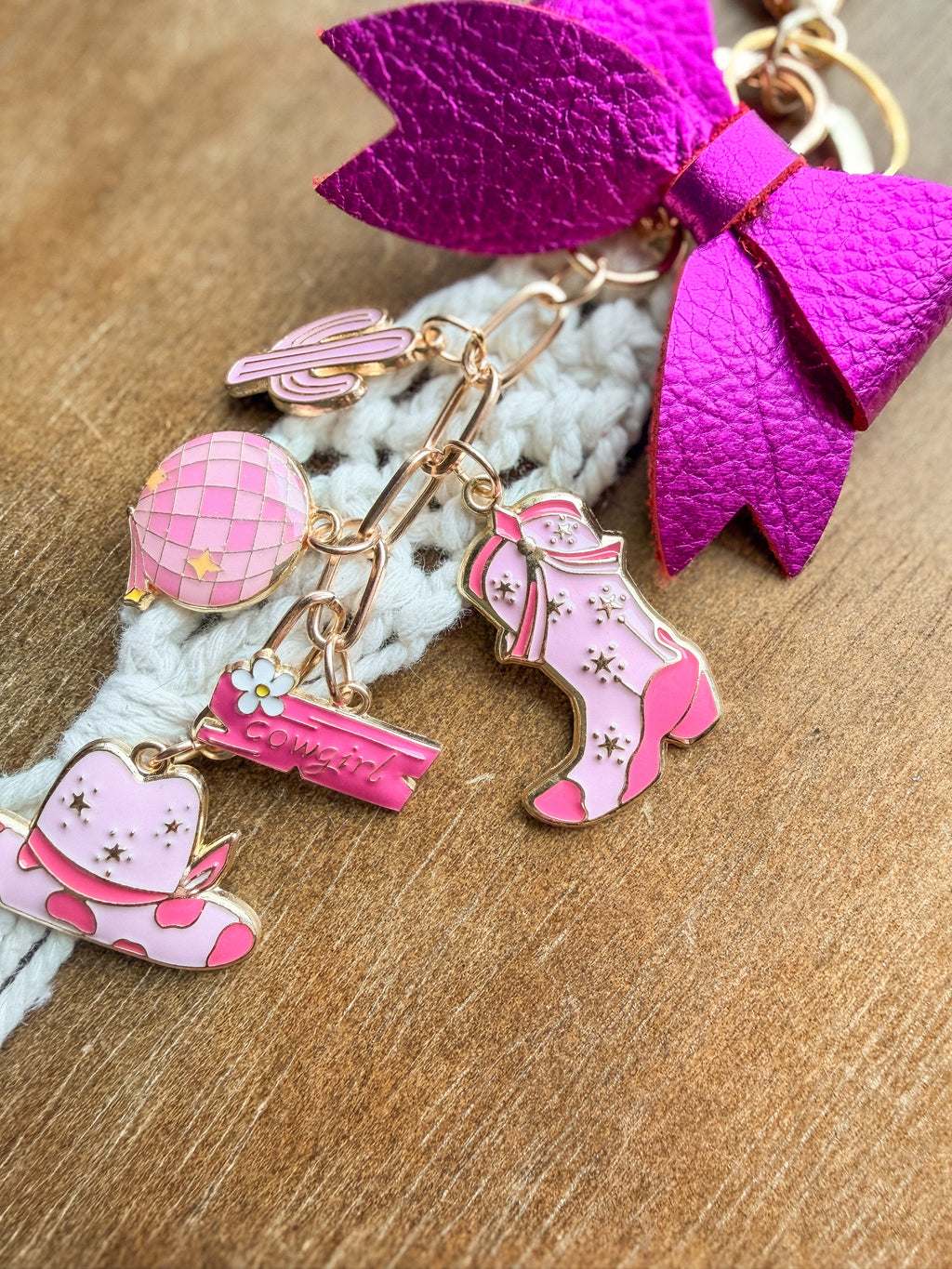 Cowgirl Bag Charm - Pink