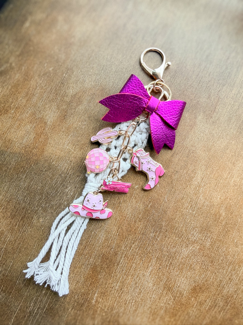 Cowgirl Bag Charm - Pink