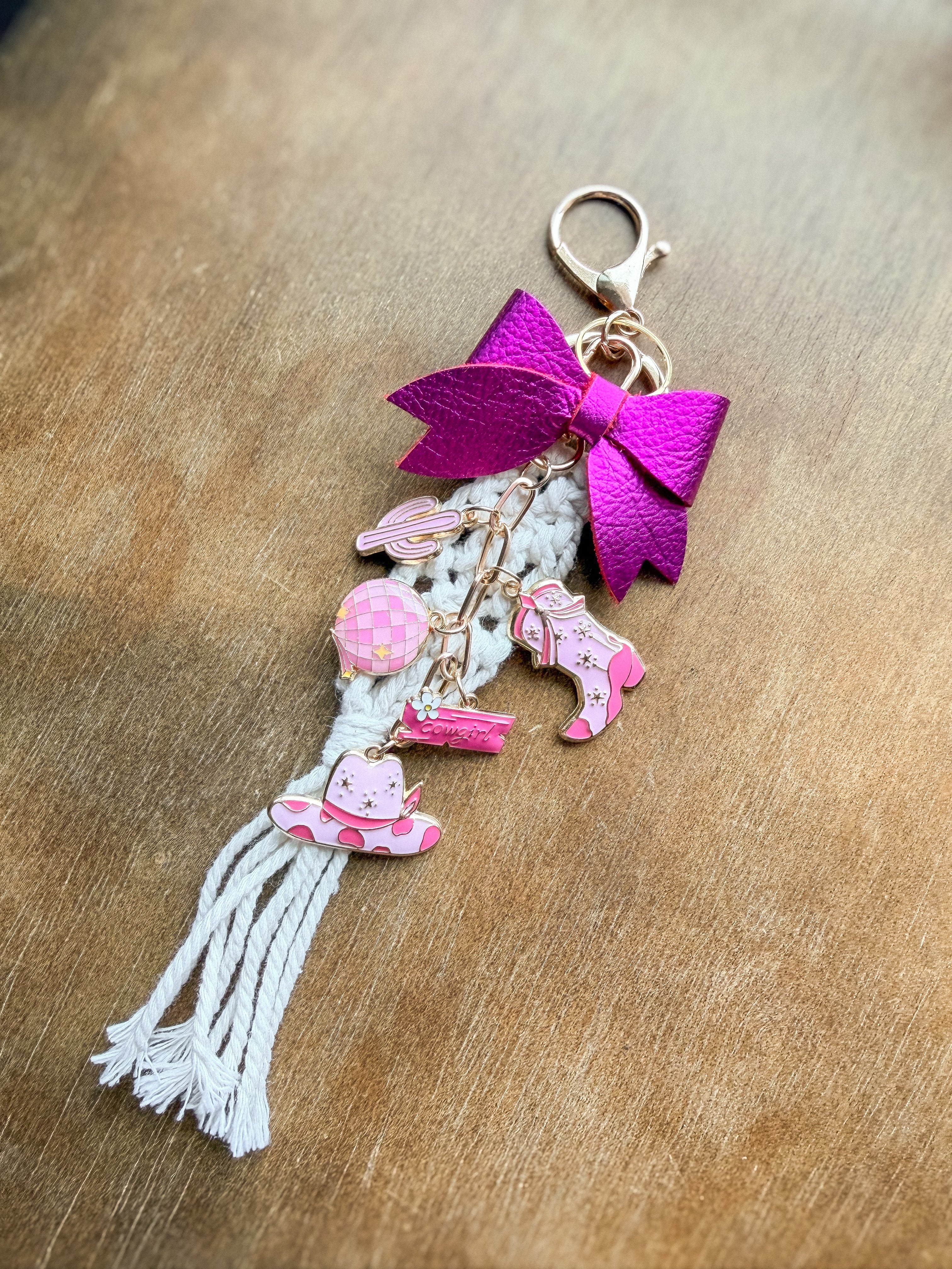 Cowgirl Bag Charm - Pink