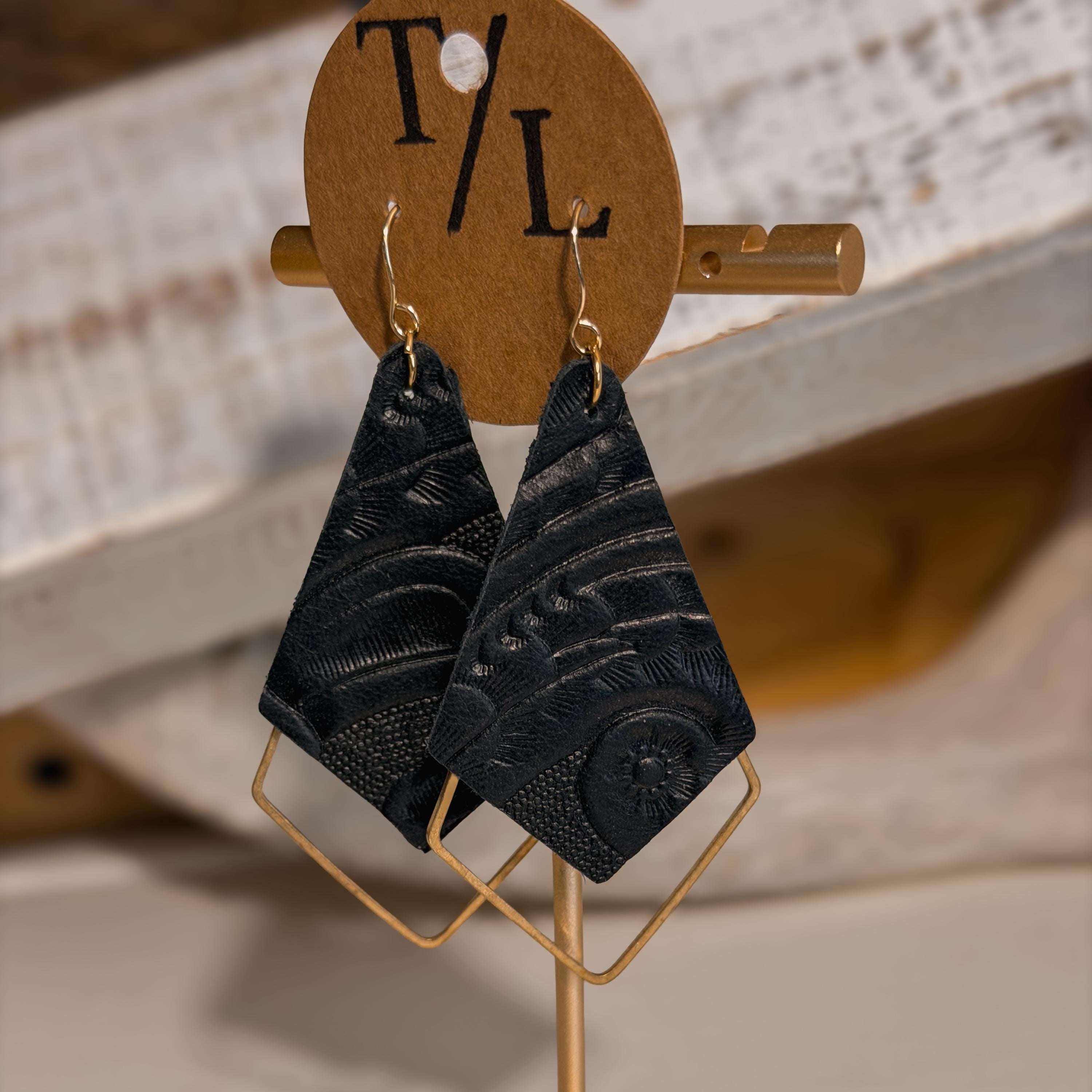 Kite shaped Earrings with Gold accent - behind