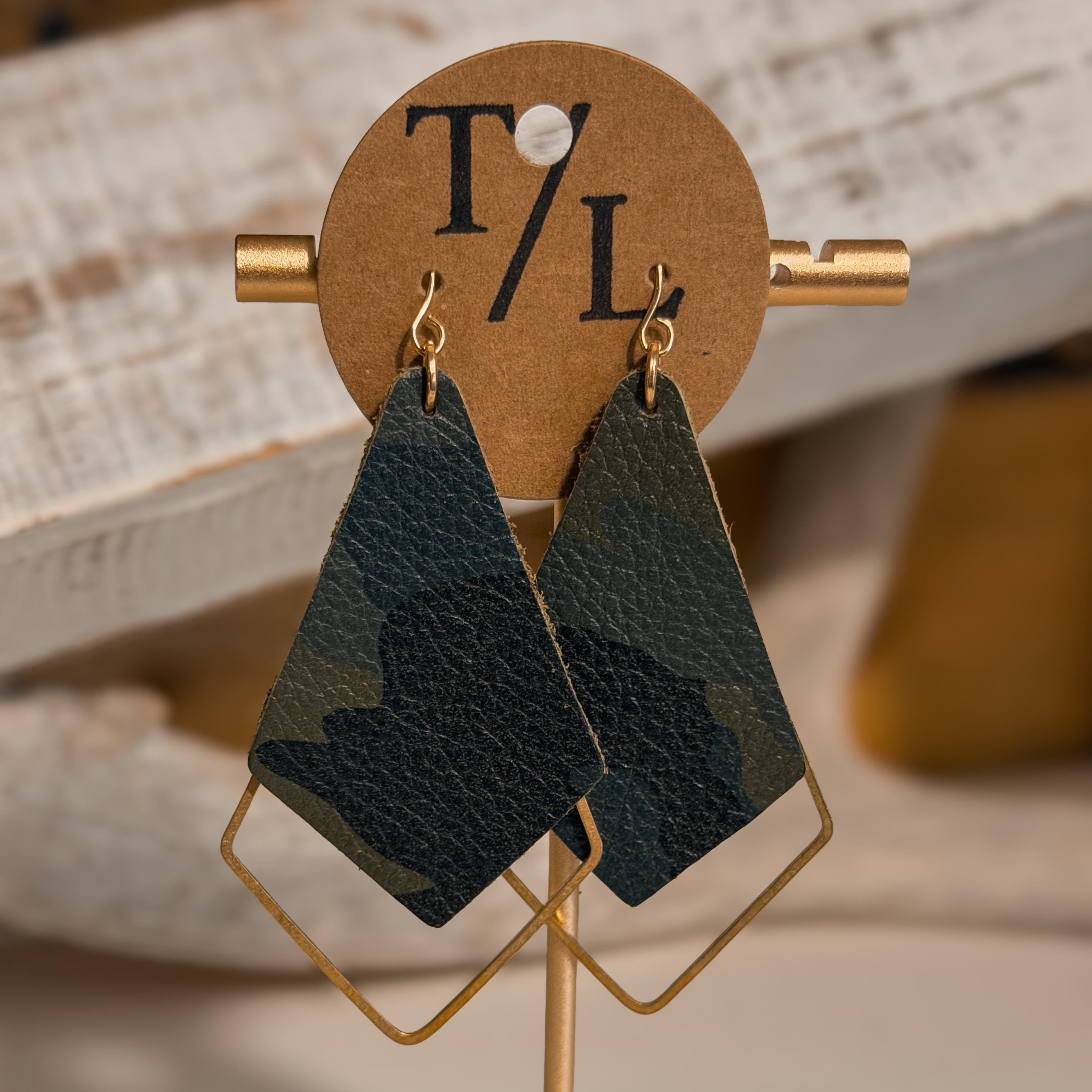 Kite shaped Earrings with Gold accent - behind