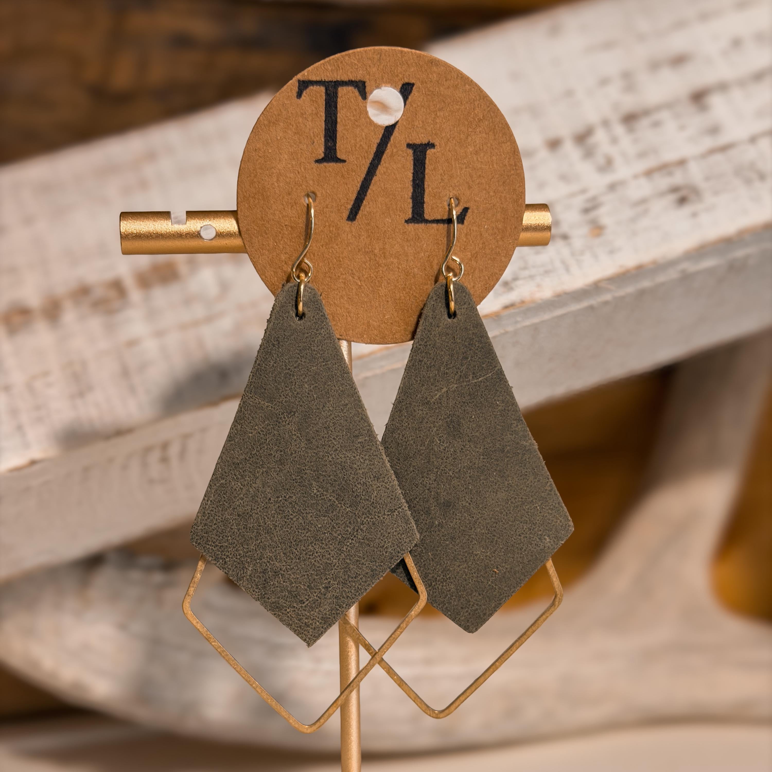 Kite shaped Earrings with Gold accent - behind