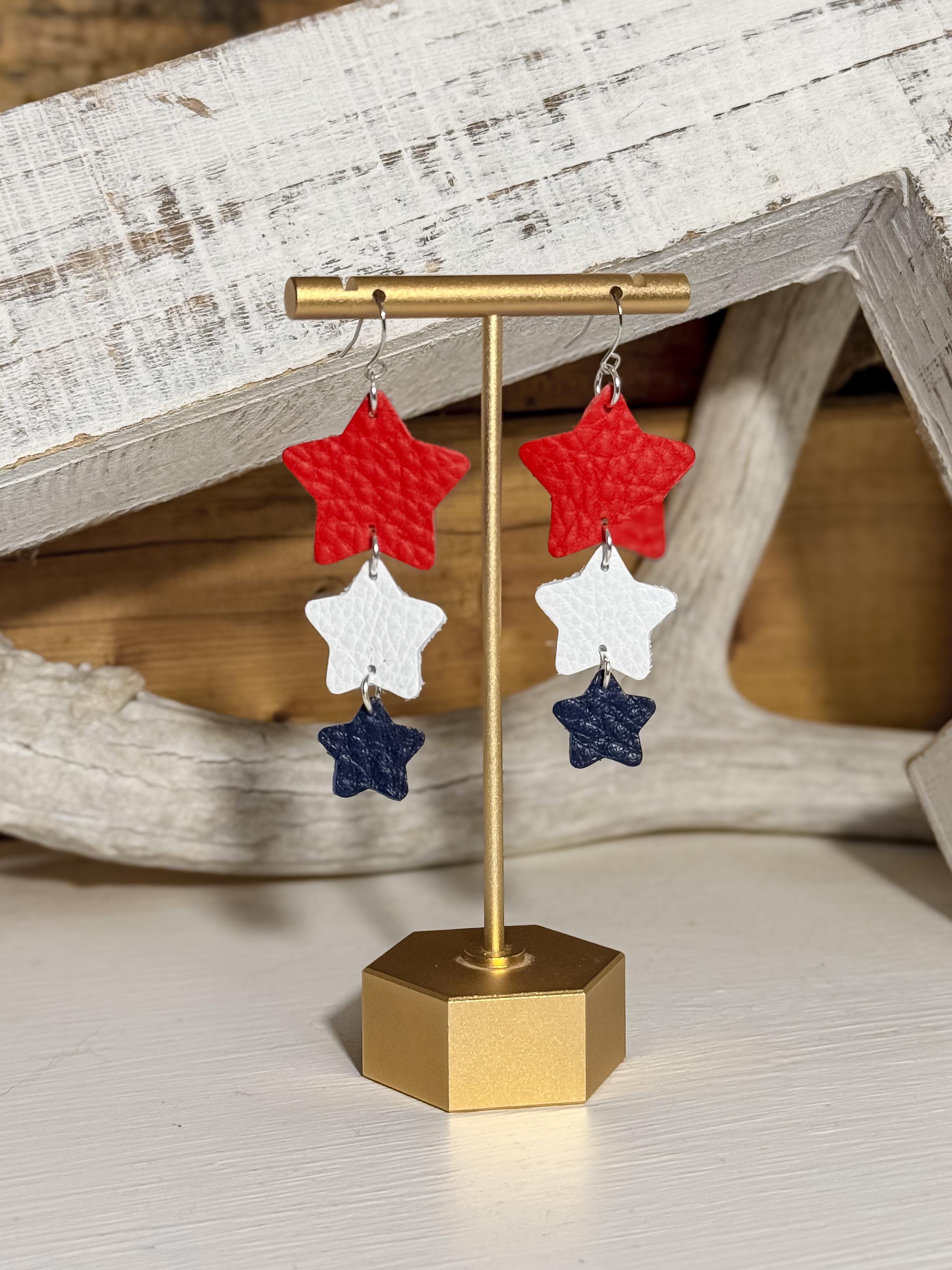 Star Spangled Leather Earrings