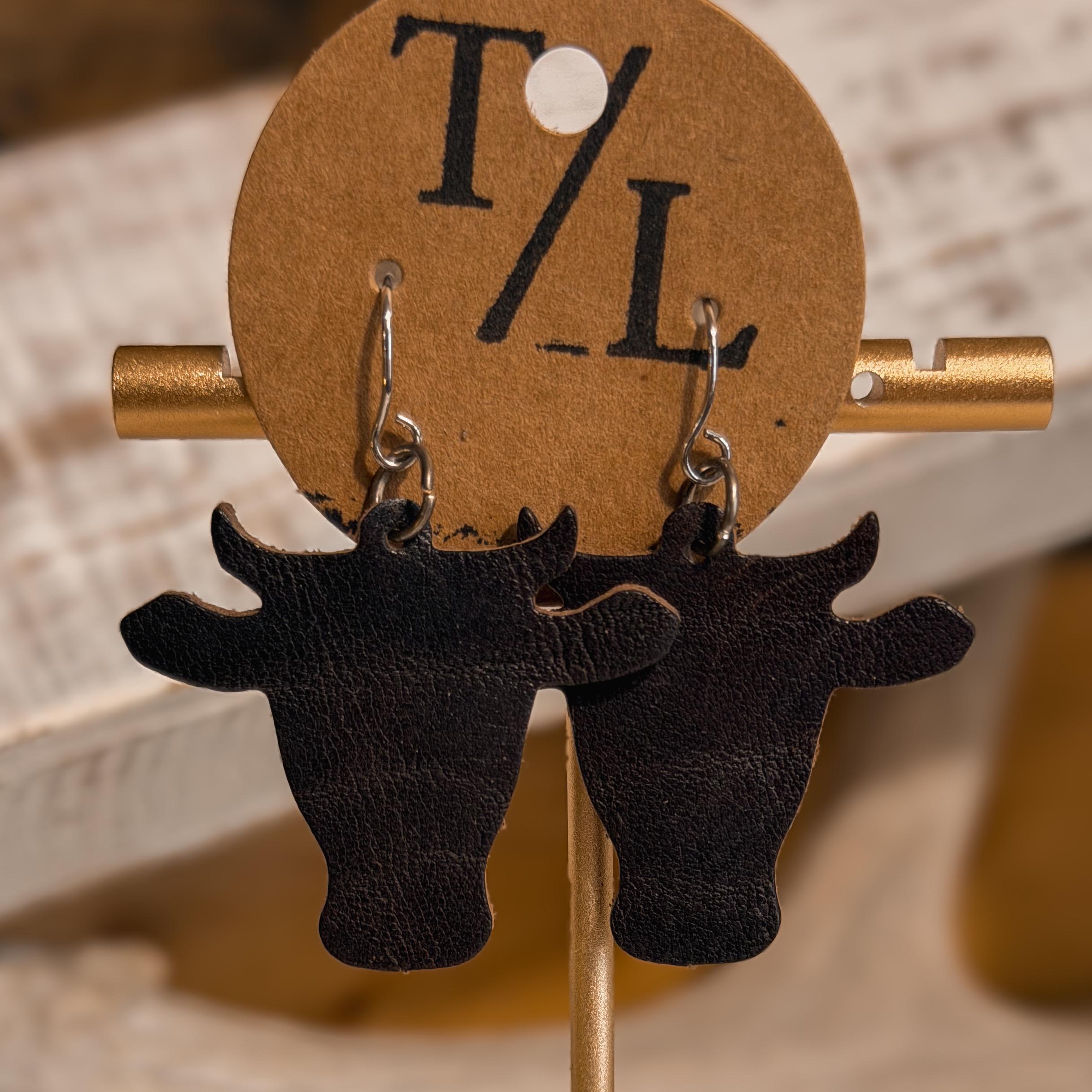 Leather Cow Earrings: Cowgirl Style