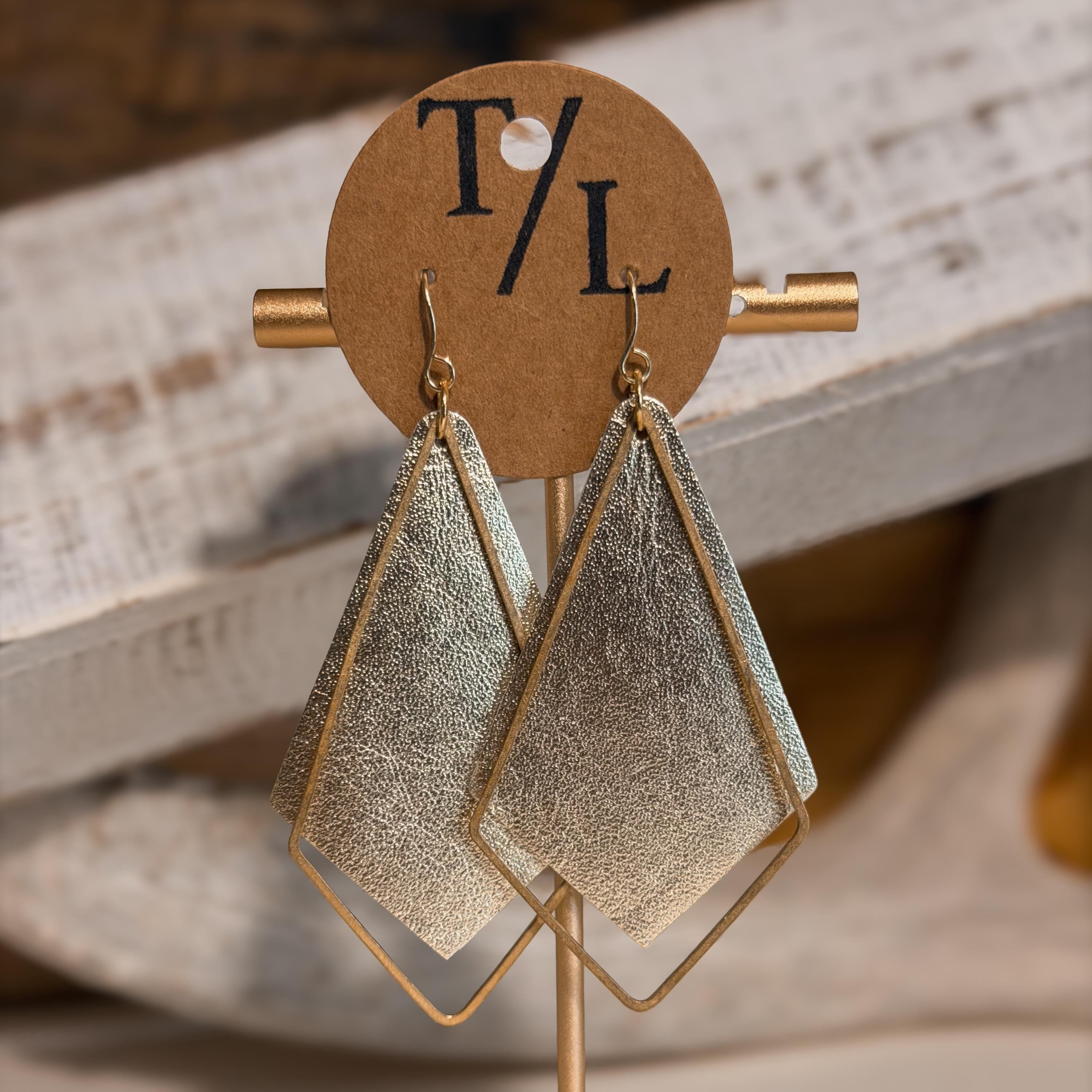 Kite shaped Earrings with Gold accent
