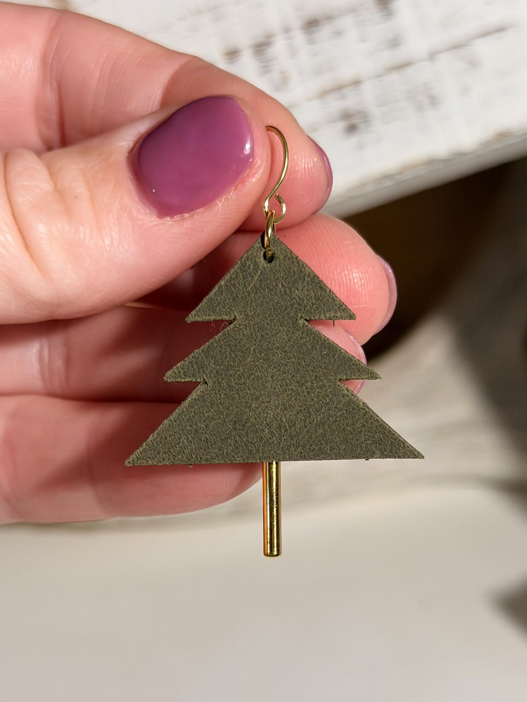 Hand-cut Genuine Christmas Tree Earrings!